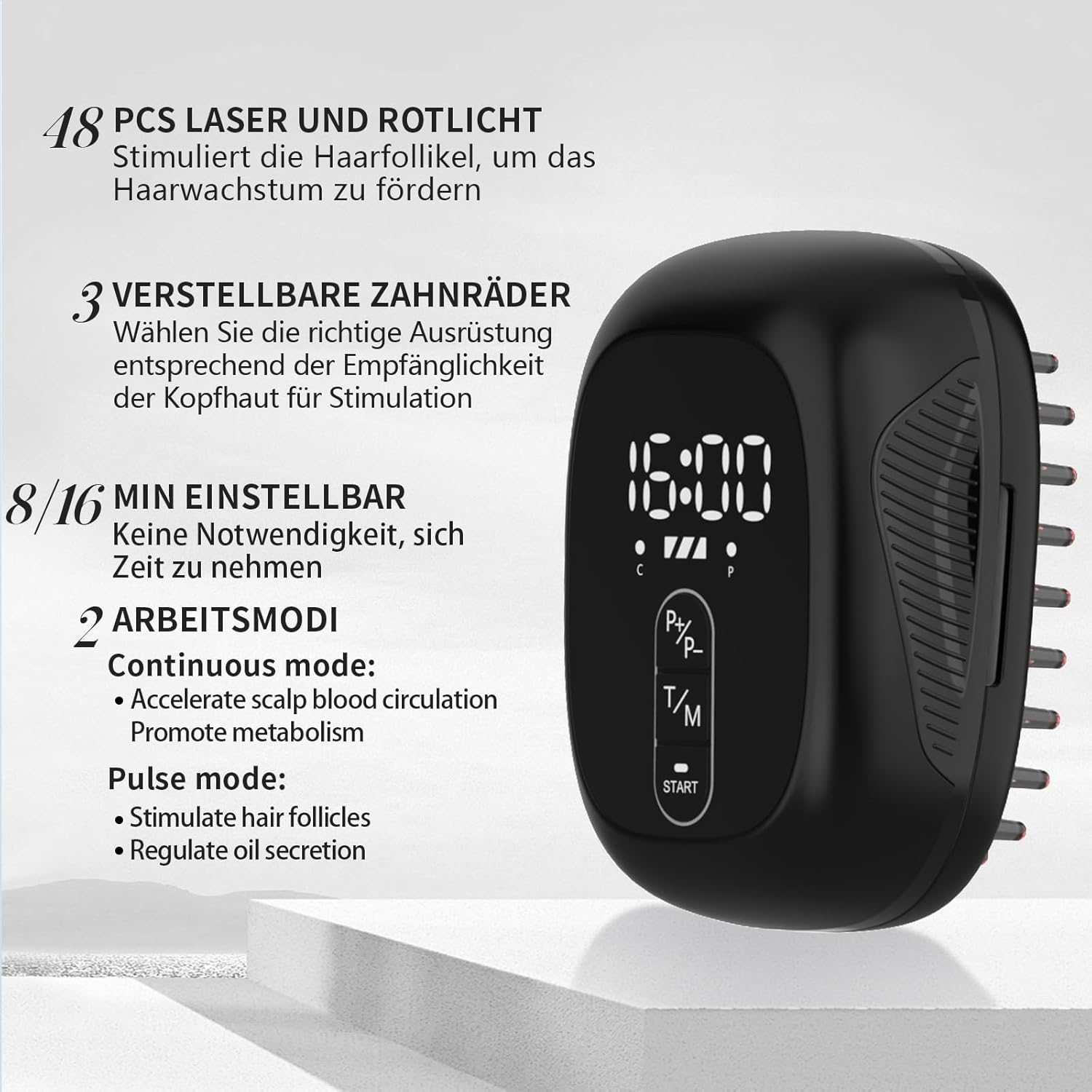 Hair Growth Laser Comb, Medical Grade Laser, FDA Approved Hair Loss Treatment for Men and Women with Thinning Hair, Rechargeable Hair Growth Product (Black) image number 5