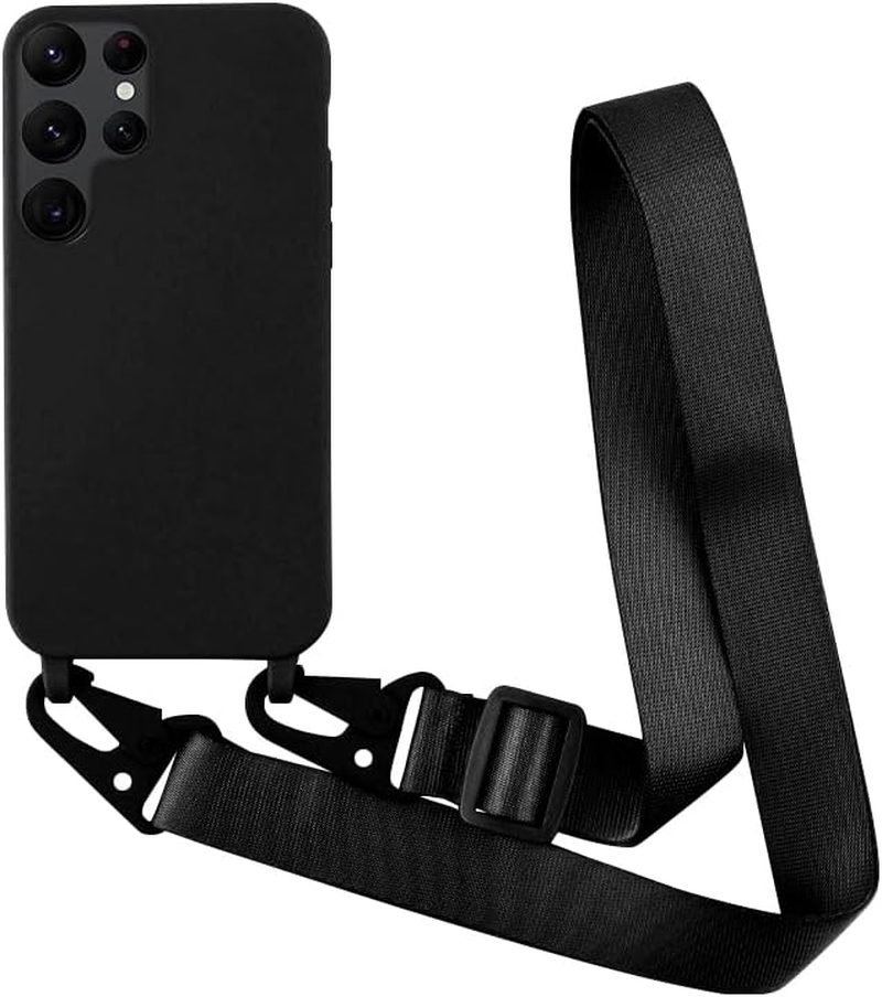 Yichxu Mobile Phone Lanyard Case for Samsung Galaxy S25 plus 5G with Strap, Silicone Mobile Phone Case with Cord Lanyard, Protective Case with Chain, Shockproof Nylon Shoulder Strap, Necklace Case For