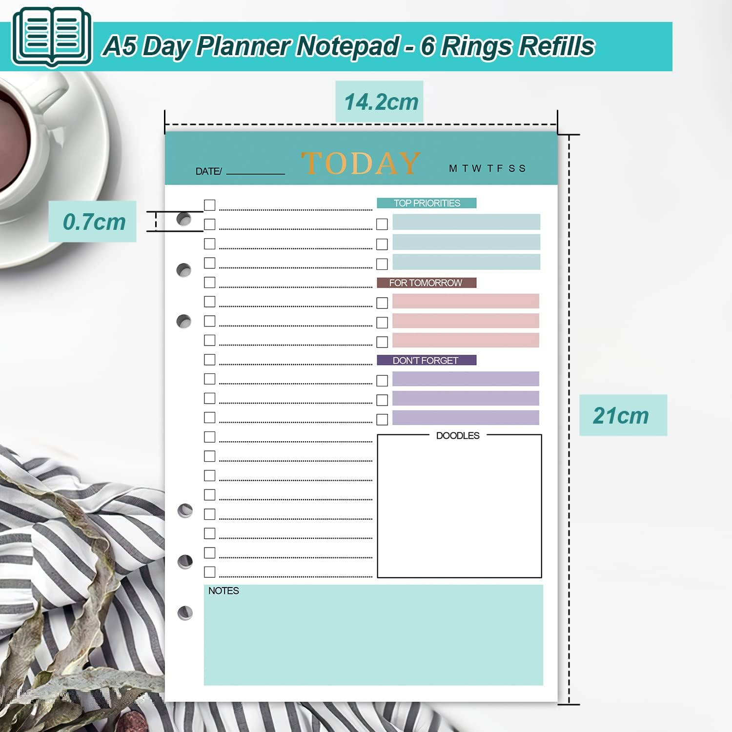 A5 Refill Paper Planner Inserts, 3 Pack 6 Holes Loose Leaf Refill Paper, 300 Pages Budget Planner Binder Inserts Journals Notebook for Memo, to Do List, Planners 21 X 14.2Cm image number 1