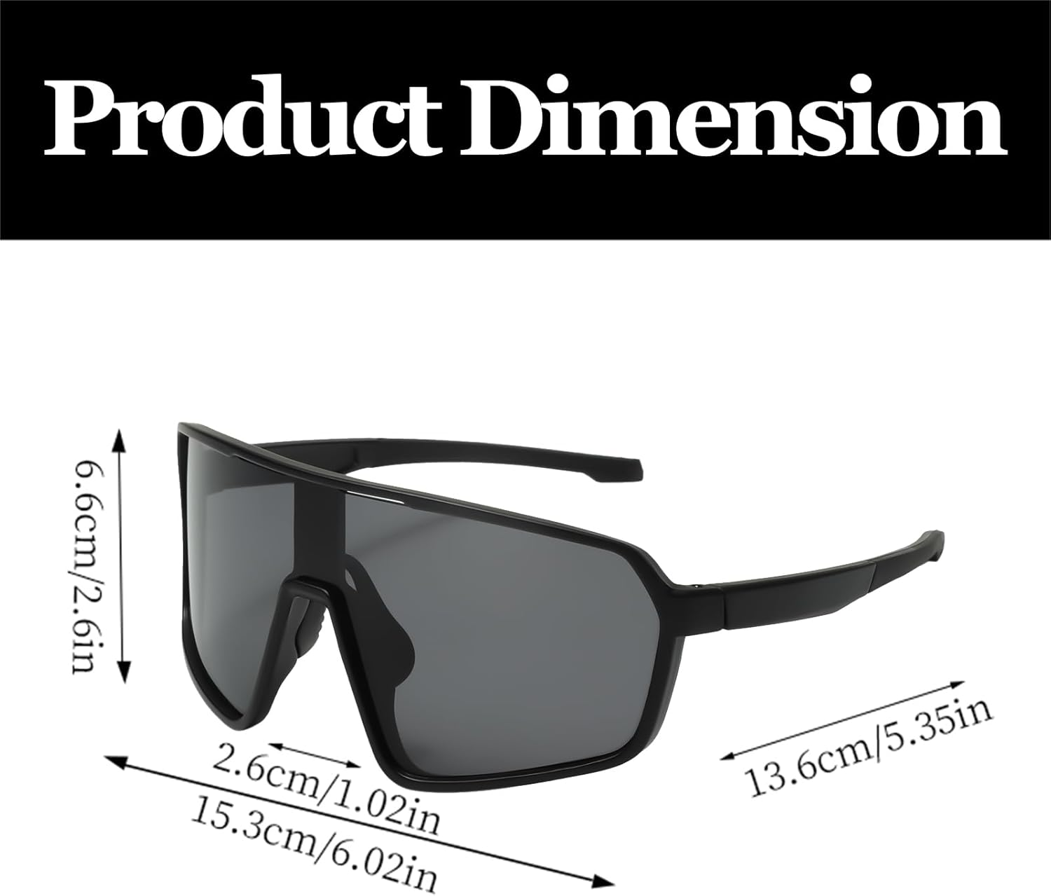 LJCZKA Oversized Sports Sunglasses for Women Men Square Cycling Eyewear for Running Driving Outdoors with UV400 Protection - Black Grey image number 4