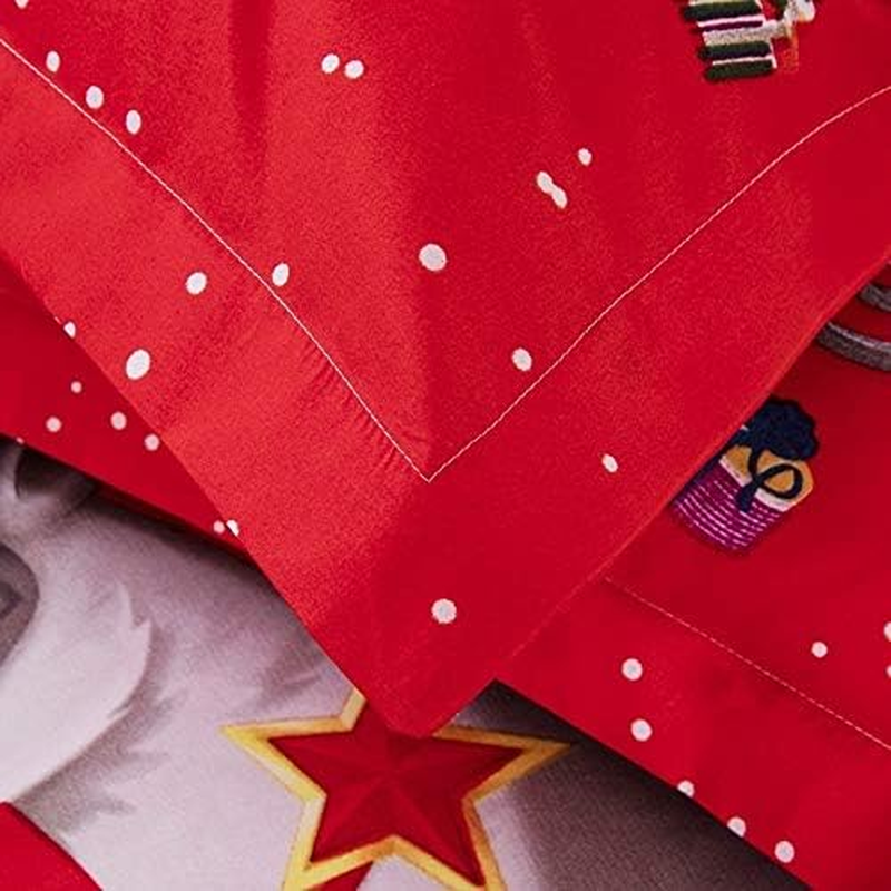 Home Textile 3D Merry Christmas Bedding Set Santa Claus Red Duvet Cover and Pillow Case Set, Size:200X230Cm(Red) Home Textile (Color : Red) image number 5