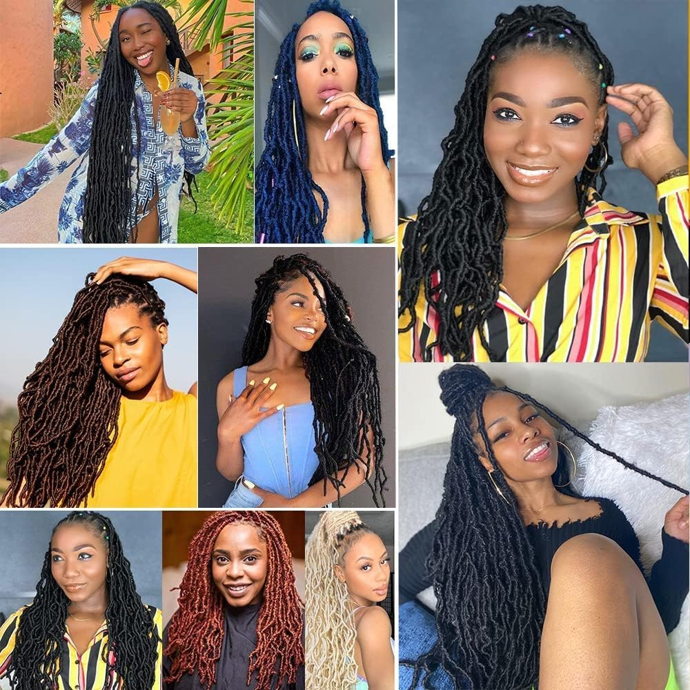 18 Inch New Faux Locs Crochet Hair Soft Locs Crochet Hair Natural Faux Braids Pre-Looped Synthetic Afro Roots Braid for Black Women image number 2