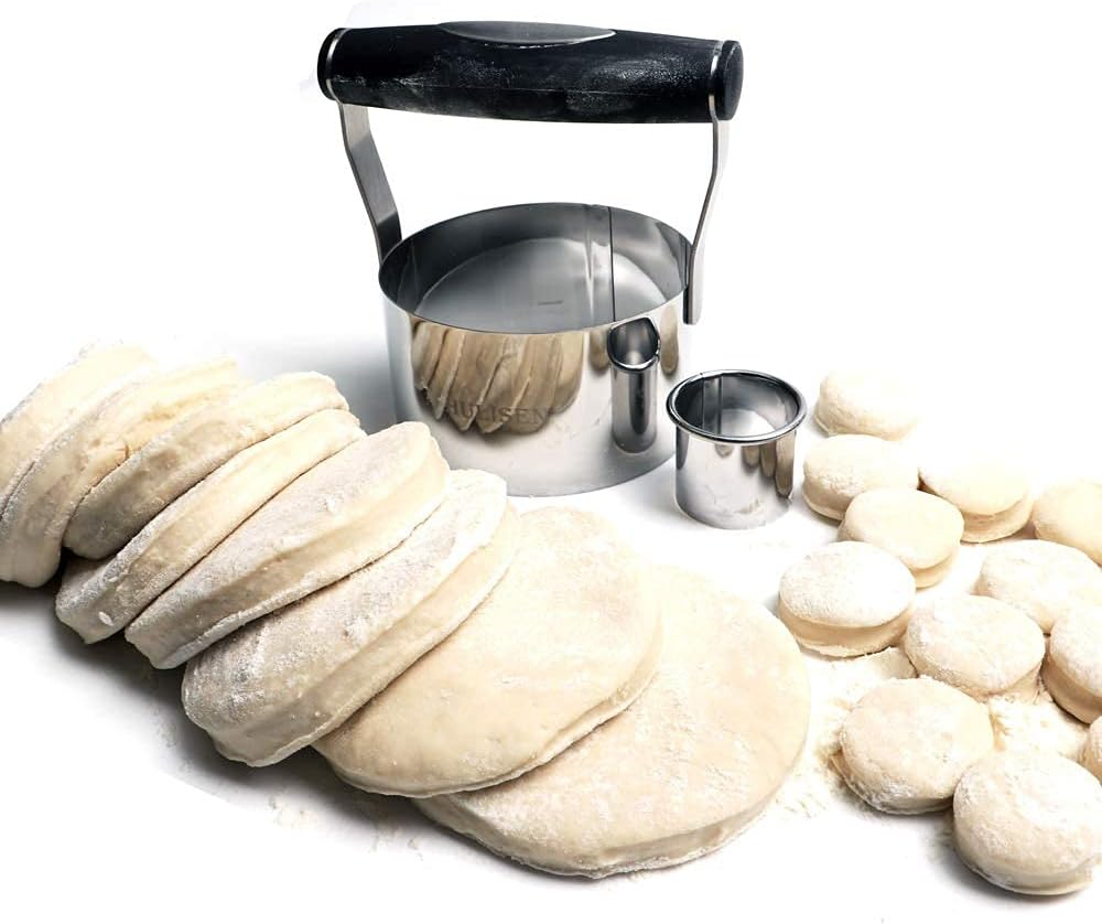 HULISEN 3 Inch Biscuit Cutter, Stainless Steel round Cookies Cutter with Soft Grip Handle, Gift Package
