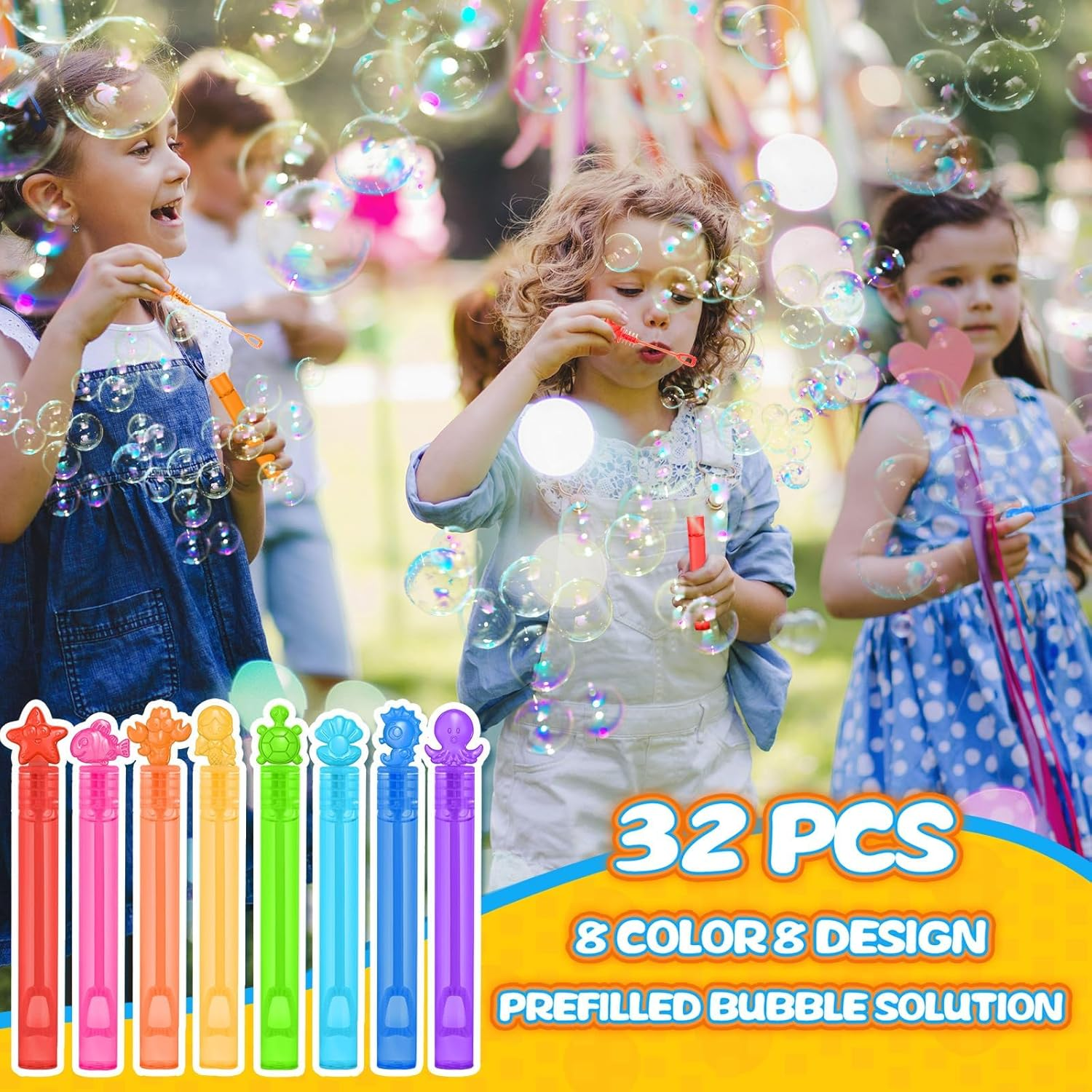 32 Pcs Bubbles for Sea Party Favor, 8 Style Mini Bubble Wands for Kids Toddler with Display Box, Mermaid Birthday Party Supplies, Goody Bag Filler, School Classroom Prizes, Summer Outdoor Gifts Toy image number 6