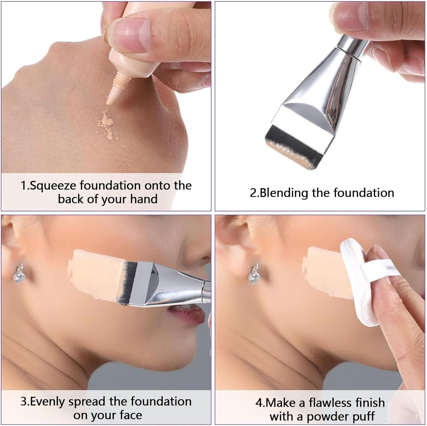 Flat Foundation Brush, Spatula Brush Makeup Face Mask Brushs, Blender Professional Liquid Foundation Brushs Tool for Applicator Face Cream Powder Concealer Blush Contour Beauty 【3 Pcs】 image number 5