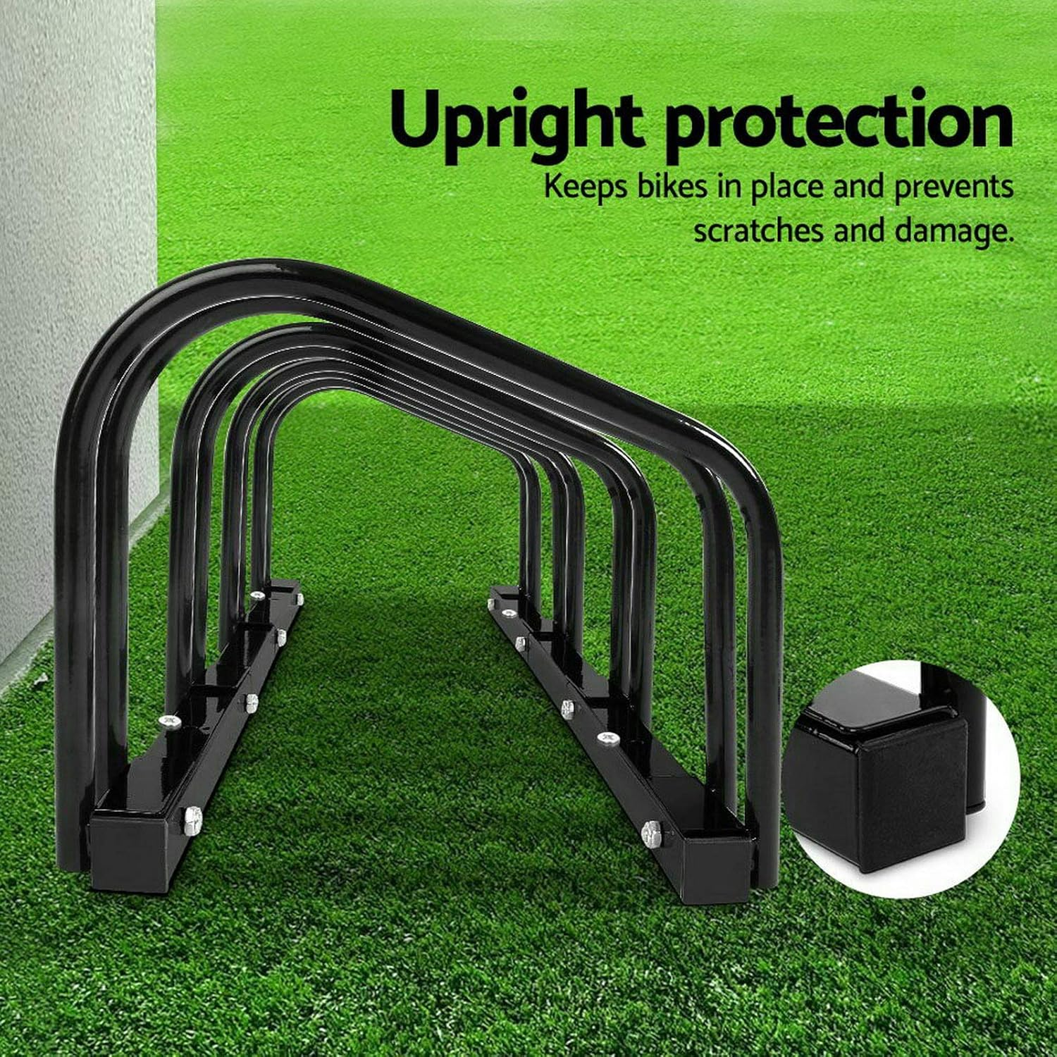 Weisshorn 4 Bike Stand Storage Rack, Road Bikes Holder Foot Floor Parking Stands Balance Bicycle Storages Outdoor Garage Park Tool Cycling Equipment, Steel Construction Black image number 6