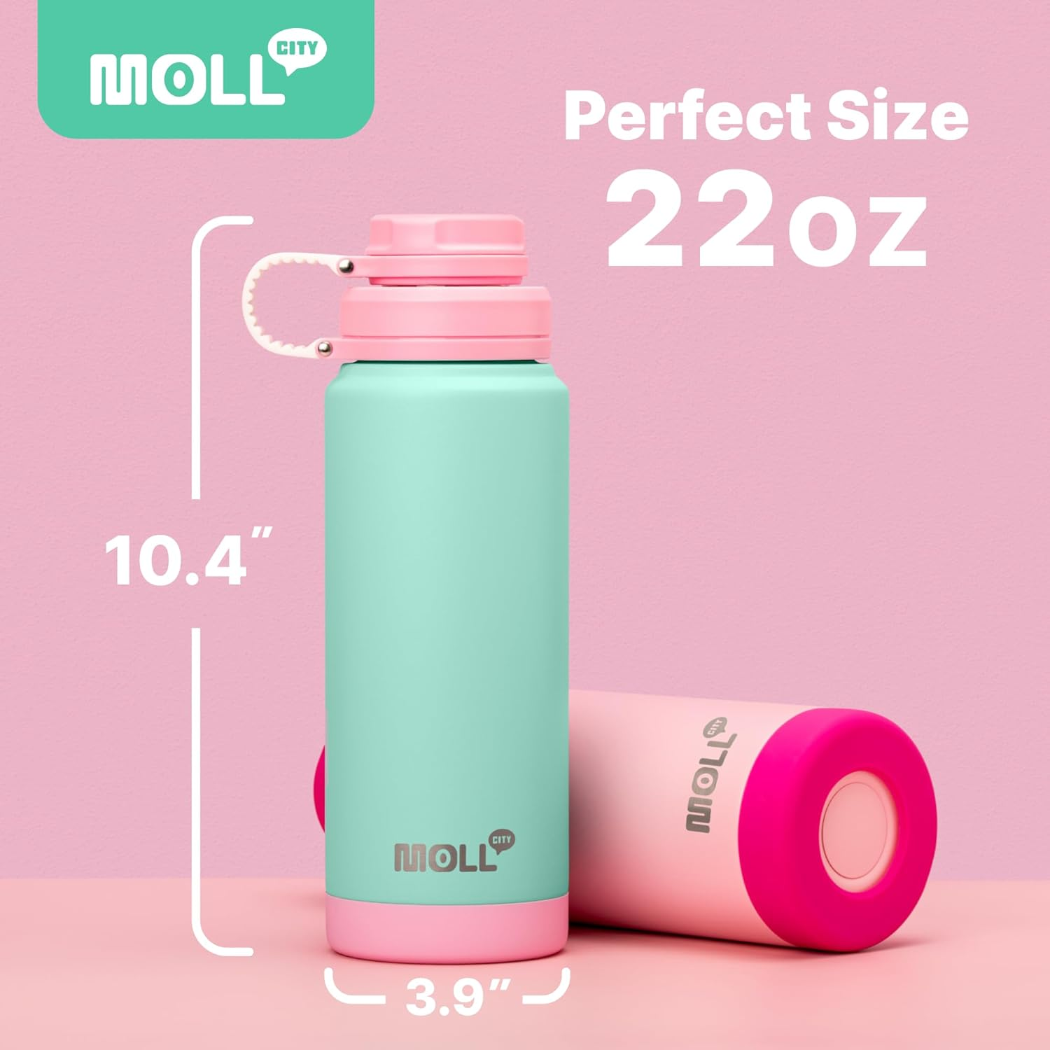 Insulated Water Bottle 24 Oz-Stainless Steel Double Wall Vacuum Wide Mouth Water Bottle with Non-Slip Silicone Sleeve-Travel Leak Proof Flask for School, BPA Free(Black) image number 6