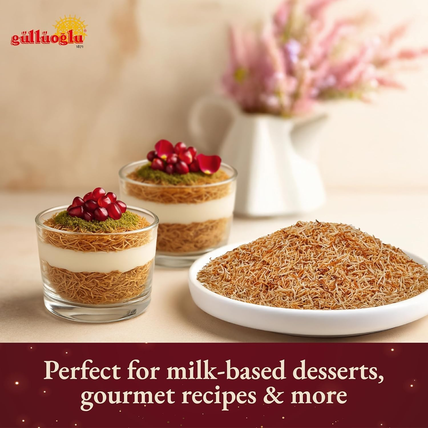 Gulluoglu Baked & Shredded Kataifi - 200 G - 0.44Lb Kadayif Chopped Fillo Dough, Shredded Phyllo, Kadayif Pastry Dough, Knafeh, Kunafa, Katifi, Kadayif Ingredient for Dubai Chocolate Bar image number 5