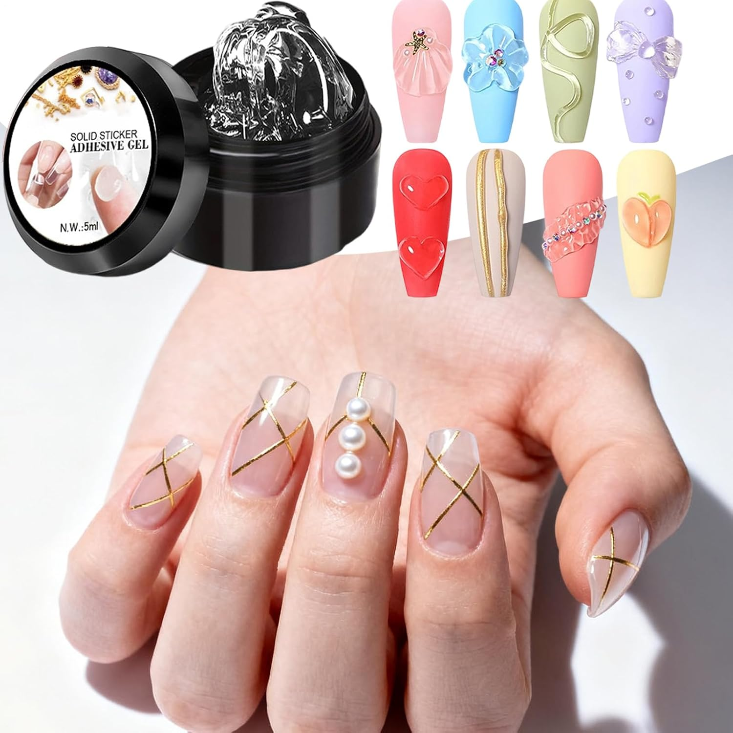 3D Sculpting Gel | 3D Waterless Molding Glue | Manicure Molding Gel,For Women Girls Home Manicure Pedicure Toe French Tips Rhinestone Flower Foil Charm Stamping