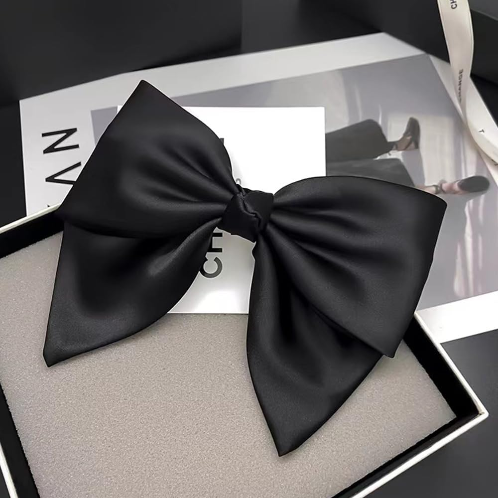 Visxcnu Pack of 2 Women'S Hair Bows Large Bow Hair Clip French Hair Clips Girls Hair Clips French Hair Clips Girls Hair Clips (Black + White)