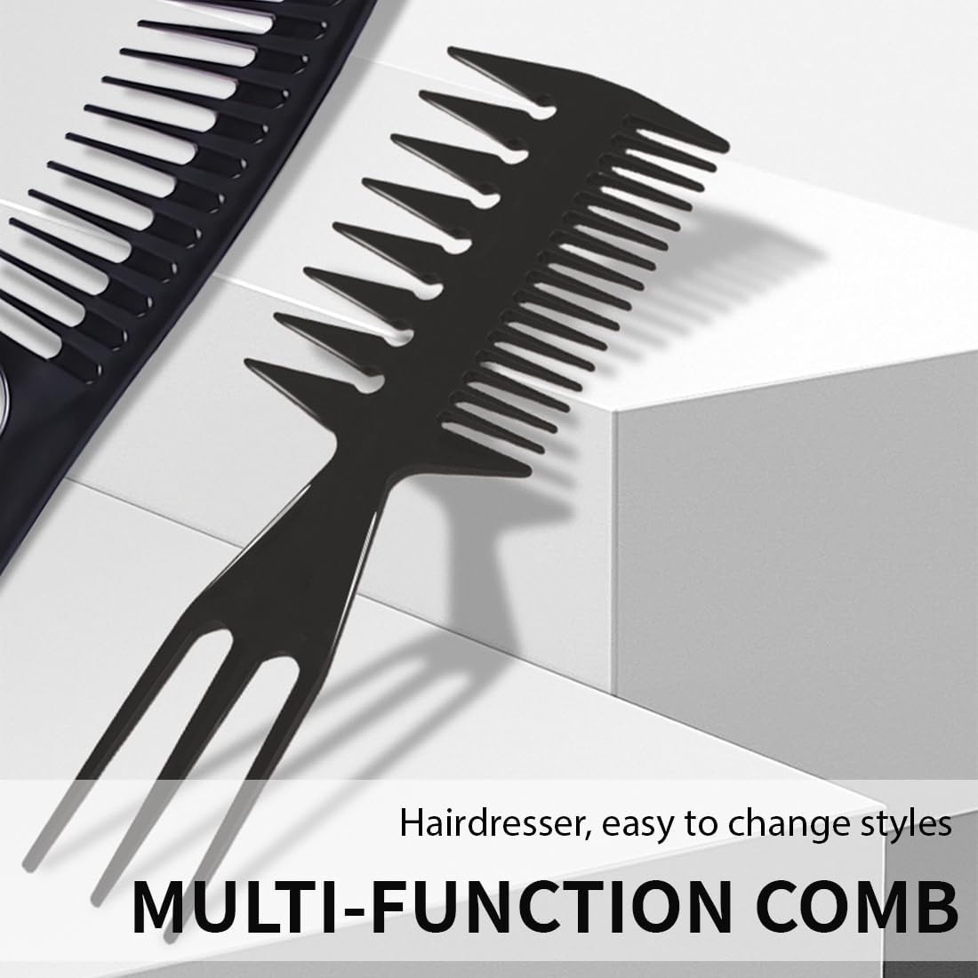 CATOR 4 Pieces Styling Comb Men'S Set Styling Comb Men Professional Wide Teeth Slick Back Hair Comb Rat Tail Hair Brush Detangling Comb and Teasing Comb for Men Hairdressers Salon, Black image number 1