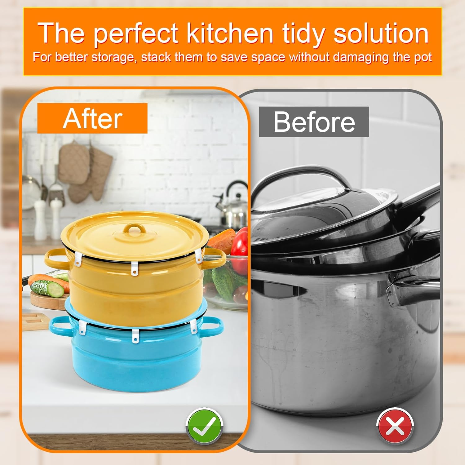 6Pcs Dutch Oven Lid Protector Clips, Cookware Protector Replacement Clips Stacking and Storage Plastic Bumpers Protective Clips for Dutch Oven Pots