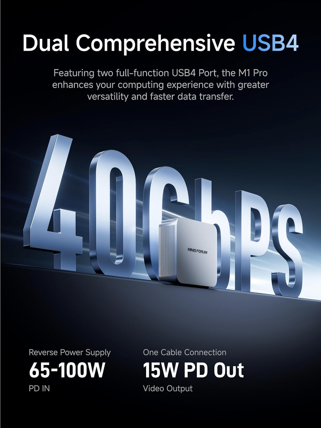 MINISFORUM M1 Pro-125H Mini PC Barebone with Intel Core Ultra 5 125H (14C/18T, up to 4.5Ghz),Usb4/Raid/Oculink/Wi-Fi 7/BT 5.4, 4K Quad Display image number 5