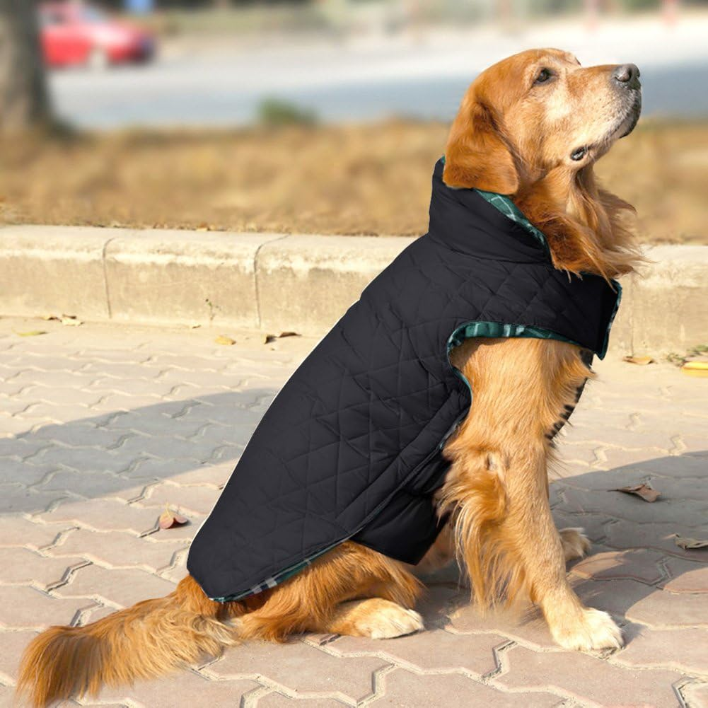Albabara Dog Coat British Style Plaid Dog Winter Vest Cozy Waterproof Windproof Reversible Dog Jacket Pet Dog Cold Weather Clothes Warm Dog Apparel for Small Medium Large Dogs （XS - 3XL image number 6
