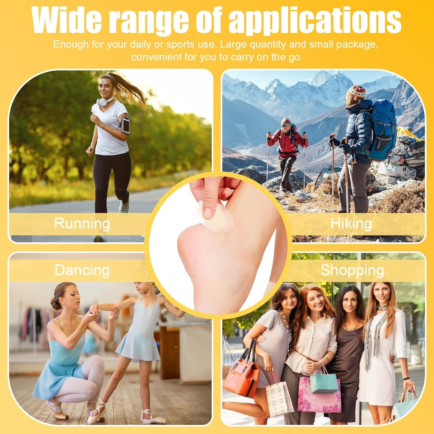 Blister Pads Bandages, 40Pcs Hydrocolloid Waterproof Adhesive Bandages, Invisible Gel Blister Cushionsfor Foot, Toe, and Heel Blister Prevention and Recovery (4 Styles)(40Pcs) image number 2