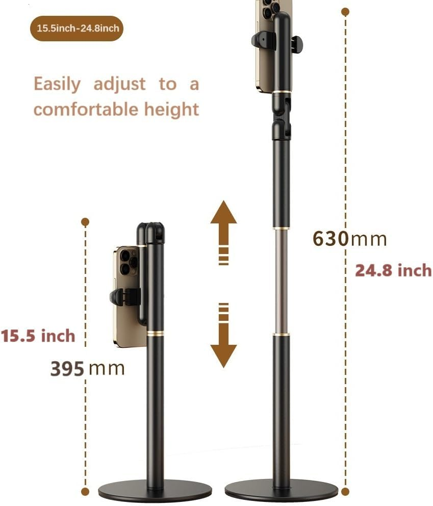 Wigmoa【25Inch/63Cm Aluminum Overhead Phone Mount360&deg; Angle Adjustable Cellphone Stand Holder 4"-6.9" Table Top Youtube Streaming Content Creator Video Recording. YE-S image number 5