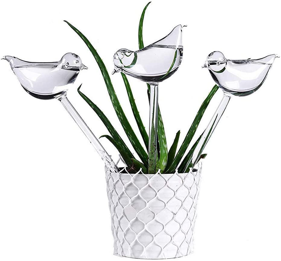 3 Pack Plant Waterer Self Watering Globes,Bird Shape Hand Blown Mini Durable Clear Glass Aqua Bulbs for Indoor Plants, Gifts for Plant Lovers image number 1