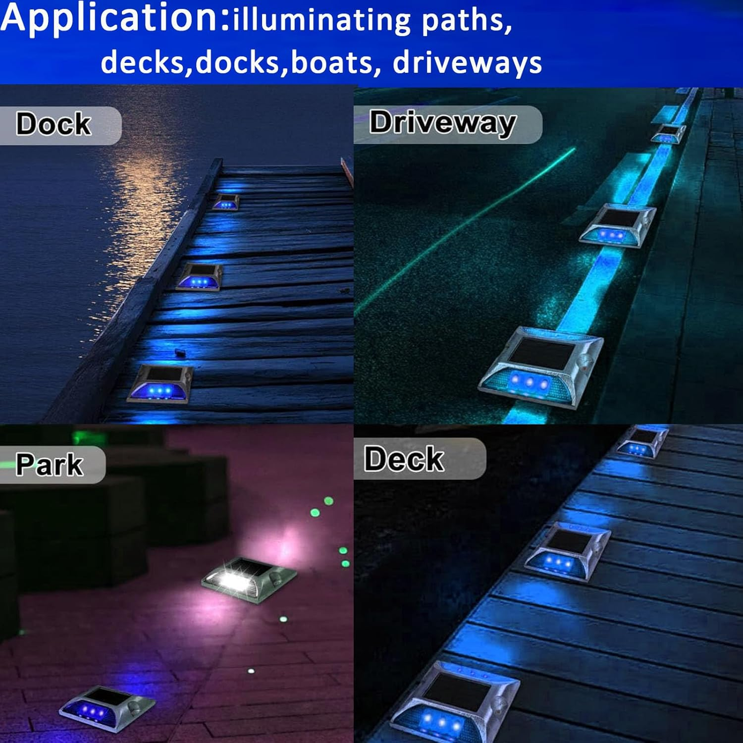 2 Pcs LED Solar Power Ground Marker Lights, Driveway Outdoor LED Lights,Waterproof Outdoor Driveway Road Highway Spike Lamp, for Pathway Sidewalk Boat Deck Stair image number 5