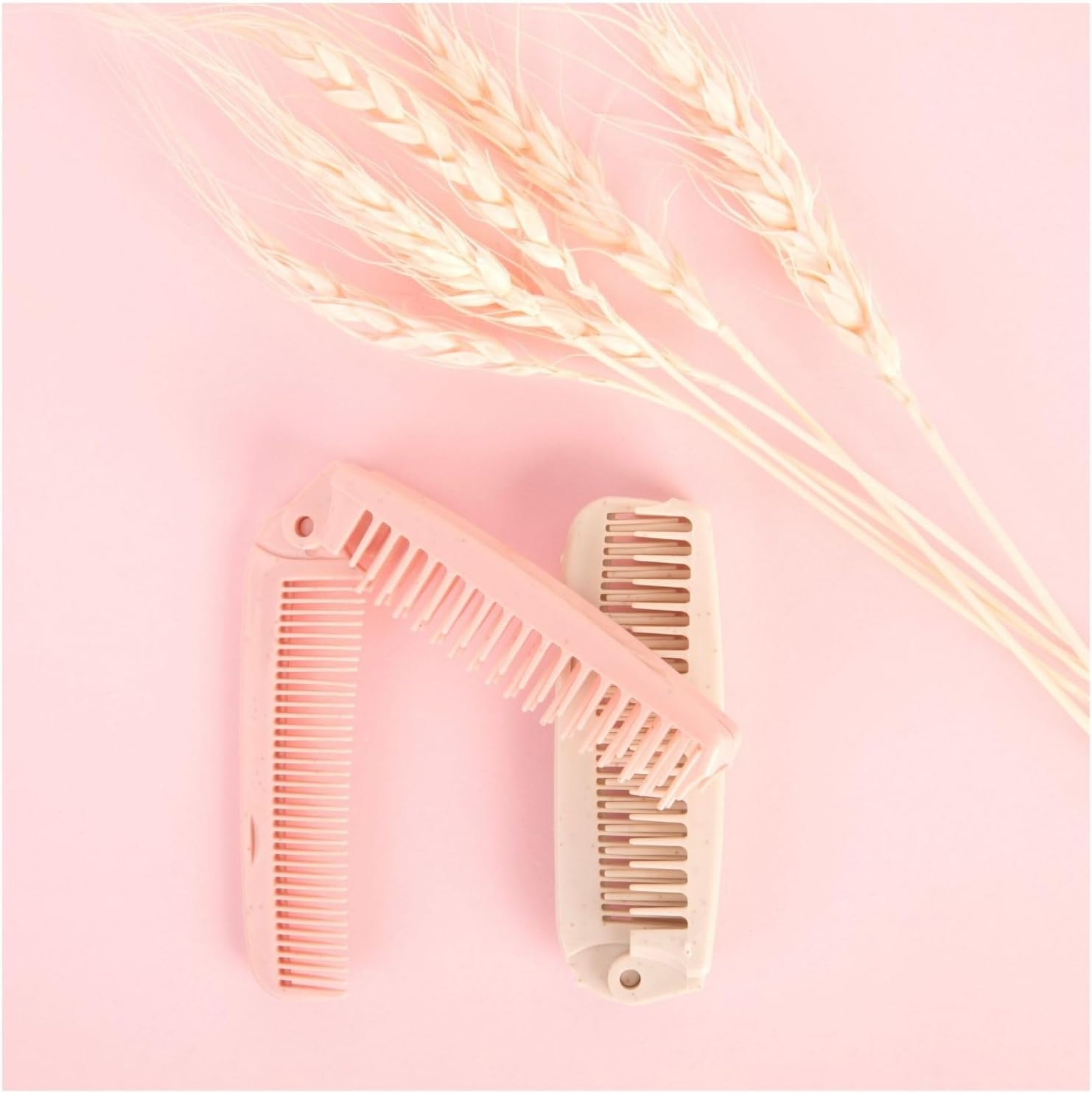 Foldable Hair Brush and Comb - Plastic-Free 100% Biodegradable Wheat Straw (White) image number 3