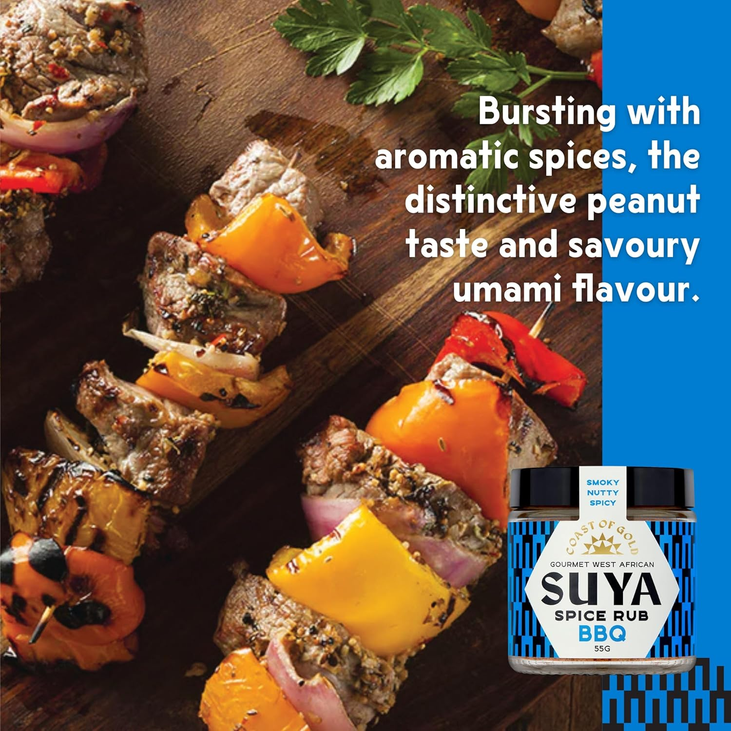 Coast of Gold Suya Spice BBQ Rub, 55G, Smoky, Nutty, Hot Pepper Flavour, Versatile Plant-Based West African Inspired Seasoning for Grilling Meats, Seafood and More image number 4