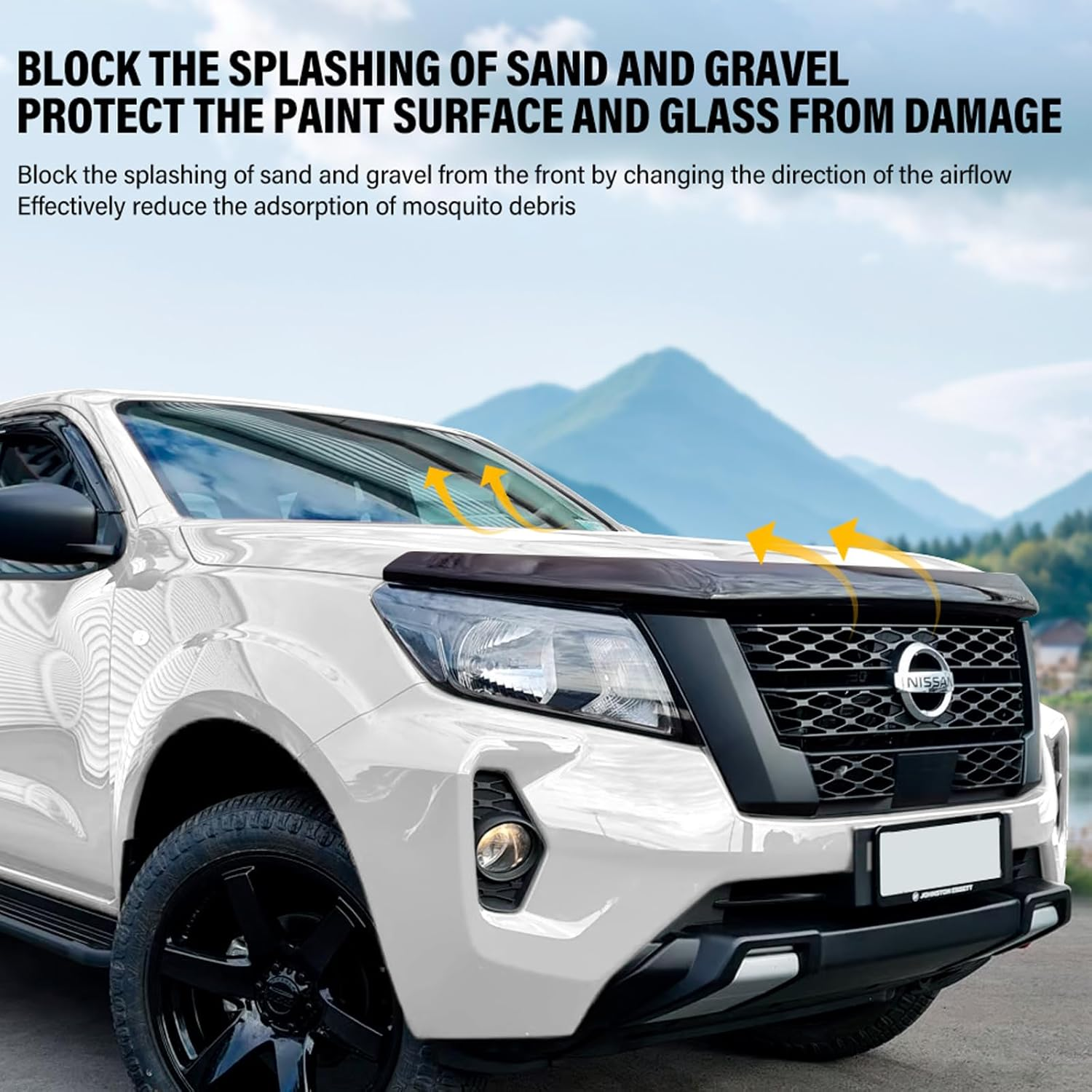 SUERAUTO4X4 Tinted Black Bonnet Protector for Nissan Navara NP300 D23 2021-2025 Accessories, Injection Front Bonnet Stone Protector Guard Trim Cover Car Exterior image number 2