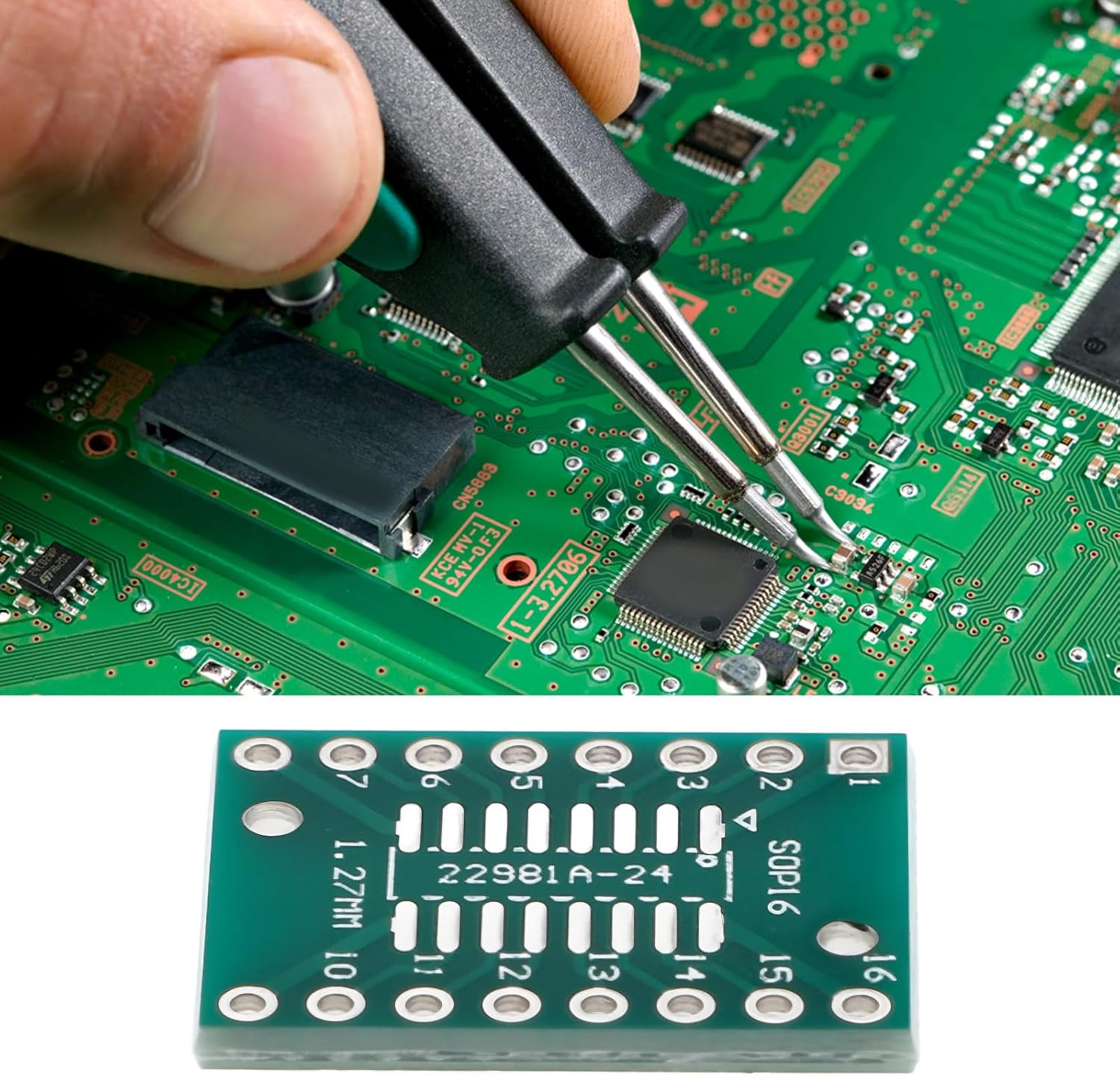 VGOL 10X SOP16 TSSOP16 to DIP-16 PCB Pinboard 21X16Mm for Modding and Upgrading SMD Components to a DIP Footprint image number 6