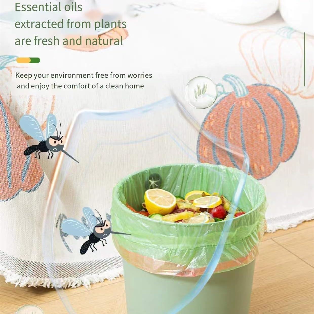 400 Count Garbage Bags Citronella Scented, 4 Rolls 100 Counts Thicken 1.86 Gallon Small Kitchen Drawstring Fresh Clean Scent Trash Bags for Home Waste Bin,Office Biodegradable Wastebasket Liners