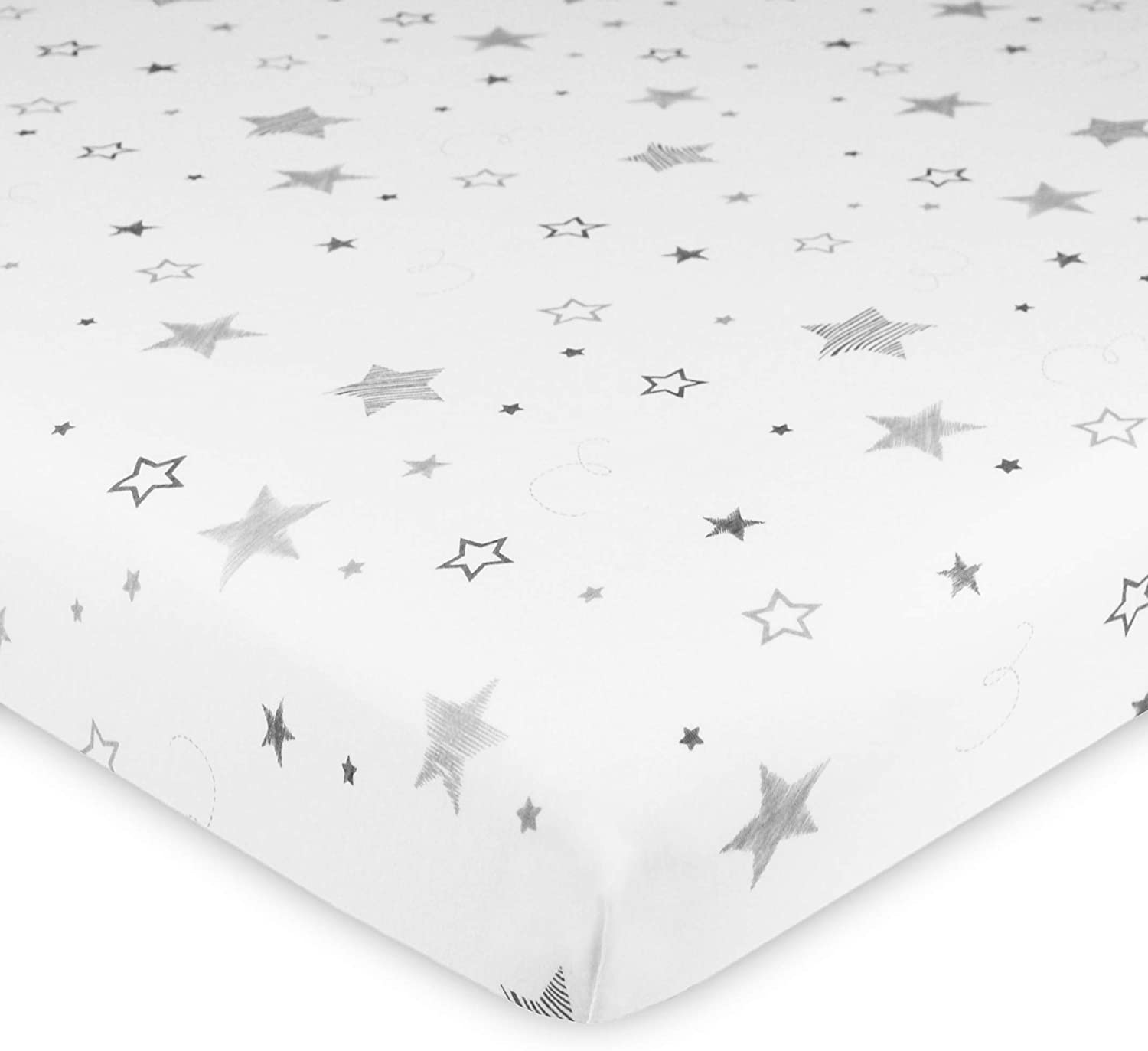 TL Care Printed 100% Cotton Knit Fitted 18" X 36" Cradle/Bassinet Sheet - Compatible with Mika Micky Bassinet, Super Stars, Soft Breathable, for Boys and Girls