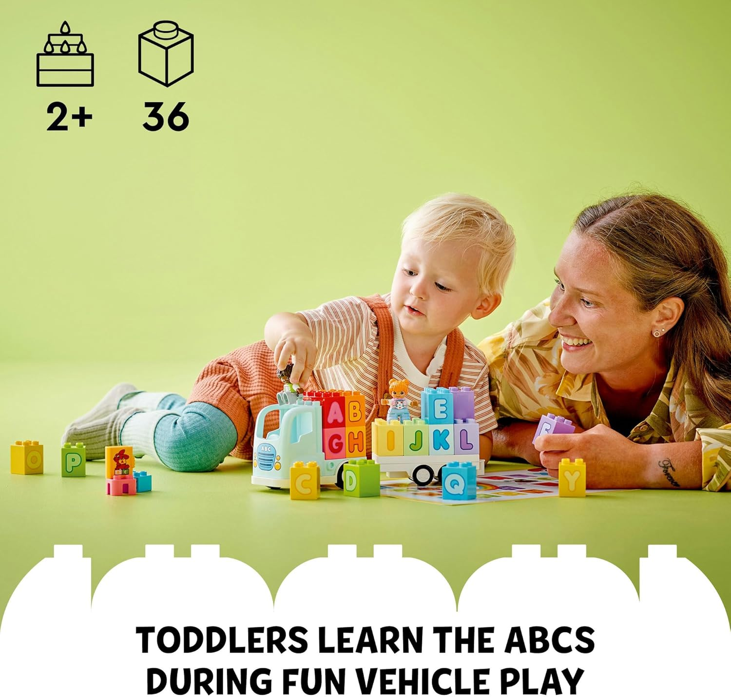 LEGO DUPLO Town Alphabet Truck Toy, Toddler Learning Toy for 2 plus Year Old Boys & Girls, Vehicle Construction Set with ABC Bricks and 2 Figures, Educational Kids' & Baby Toy 10421 image number 6