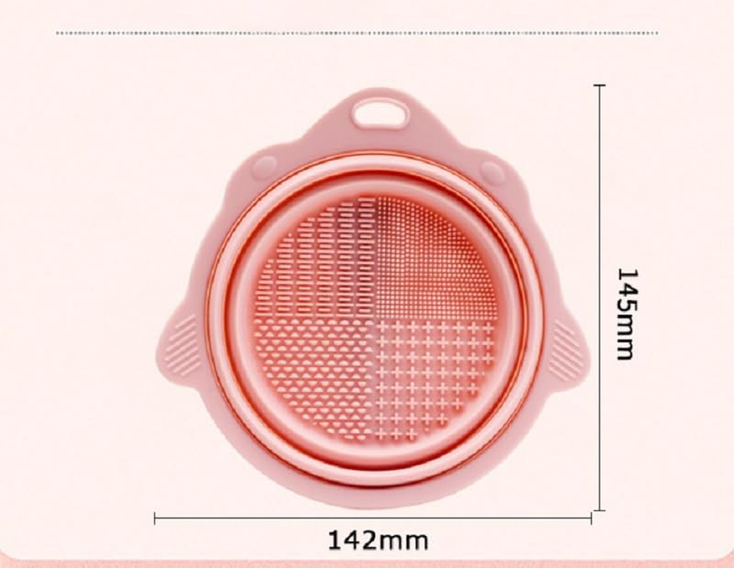 Foldable Silicone Makeup Brush Cleaner Bowl - Portable Cleaning Tool for Brushes, Powder Puffs, and Sponges (Pink, One Size) image number 2