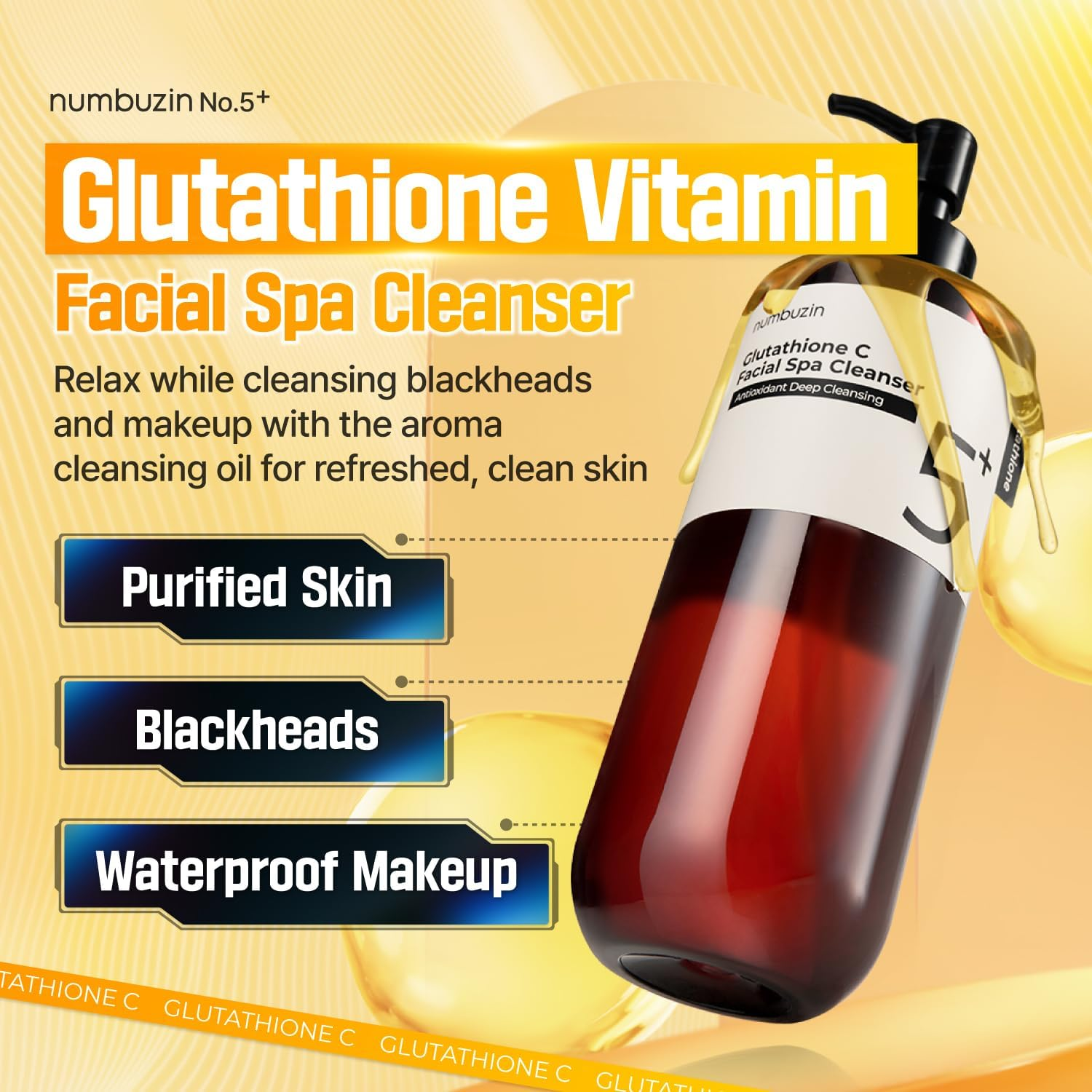 Numbuzin No.5+ Glutathione C Facial Spa Cleanser | Makeup Removing Facial Cleanser | Glutathione, Vitamin C, Niacinamide | Aromatherapy, Stress Relief, Dullness, Uneven Skin Tone | 6.76 Fl Oz image number 5