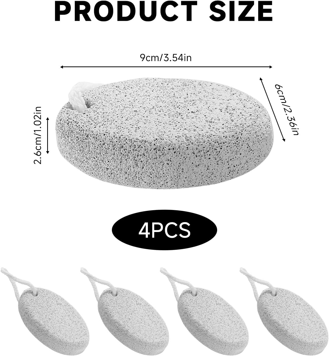 Shingidea 4 Pcs Natural Lava Pumice Stone for Feet Callus Remover, 9X6X2.6Cm Grey Exfoliating Foot File and Pedicure Tools, Hard Skin Dead Removal Professional Care Home Spa Treatment image number 6