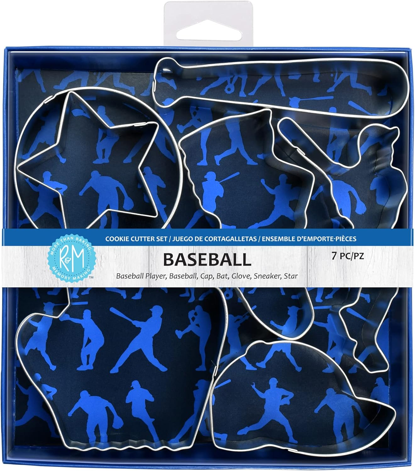 R&M International 1968 Baseball Cookie Cutters, Bat, Hat, Ball, Player, Glove, Star, Sneaker, 7-Piece Set image number 1