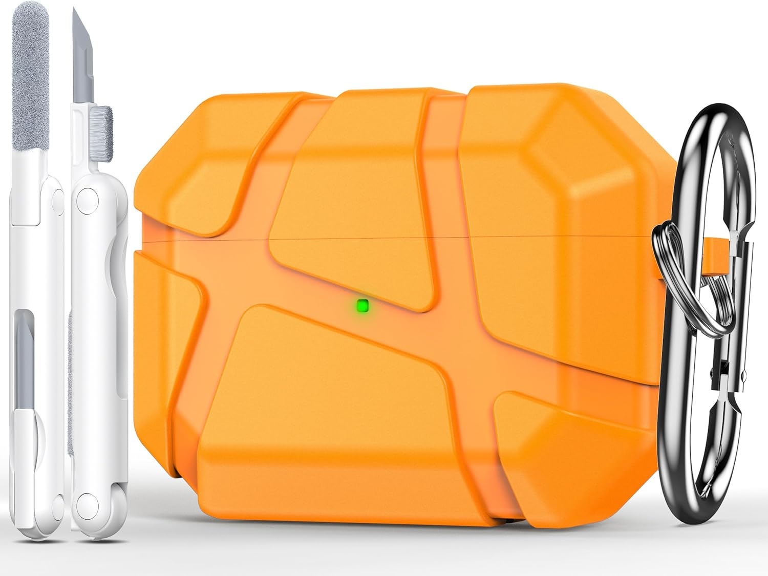 R-Fun for Airpods Pro 2 Case, Shockproof Silicone Protective Case, Compatible with Airpods Pro 2Nd Generation, with Hard Shell Design & Scratch Protection, Front LED Visible with Carabiner,Green