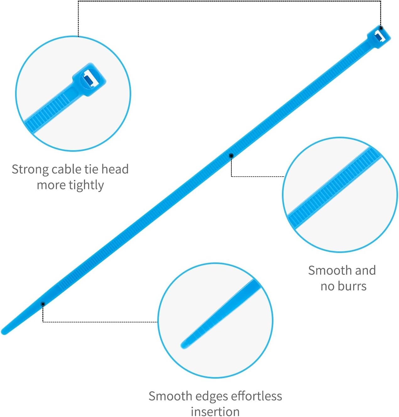 Pack of 100 200 Mm X 4.8 Mm Nylon Cable Ties, Self-Locking Plastic Cable Ties, UV Resistant with 50 Lbs Tensile Strength for Indoor and Outdoor Use (Green) - Green image number 6