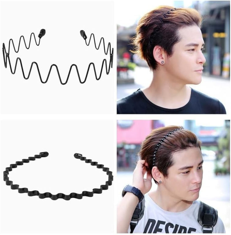 Aoozleny 6Pcs Unisex Wavy Headband Metal Hair Hoop Ordinary Headwear Hair Accessories Spring Headband for Men Women'S Hair image number 2
