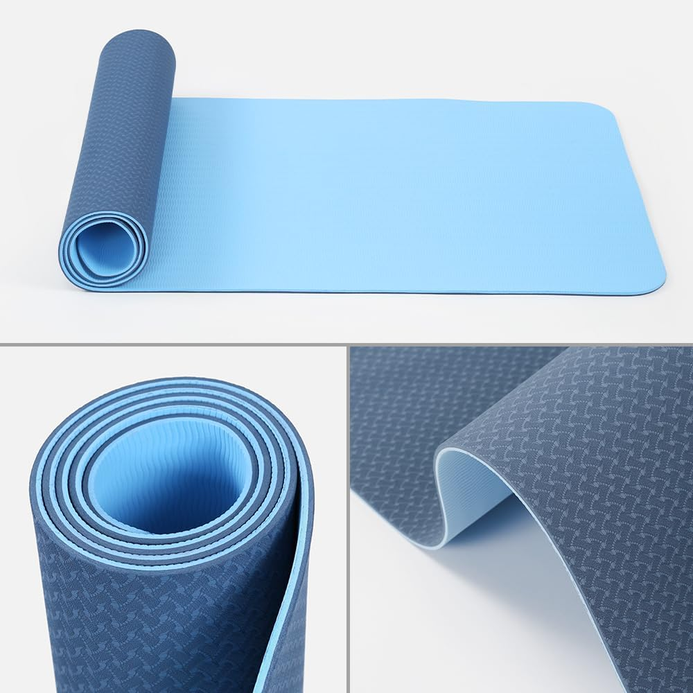 Foldable Yoga Mat,6Mm TPE Yoga Mat,Double Layers Exercise Mat with Anti-Slip Function&A Storage Bag for Yoga,Pilates and Fitness Exercise,Compact Fitness Mat 183Cm*61Cm* 6Mm image number 6