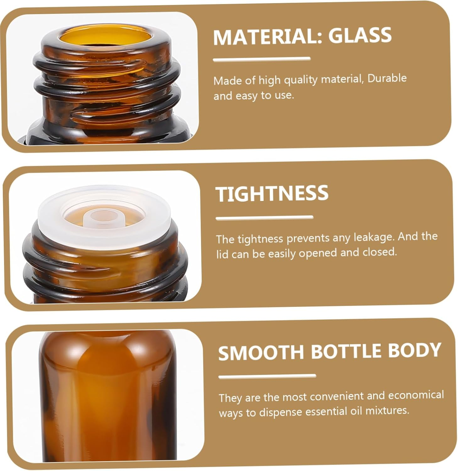 MOKKHNB 12Pcs 15Ml Amber Glass Essential Oil Bottles Large Head Cap and Drip Stopper Refillable Empty Cosmetic Bottles for Travel and Aromatherapy image number 2