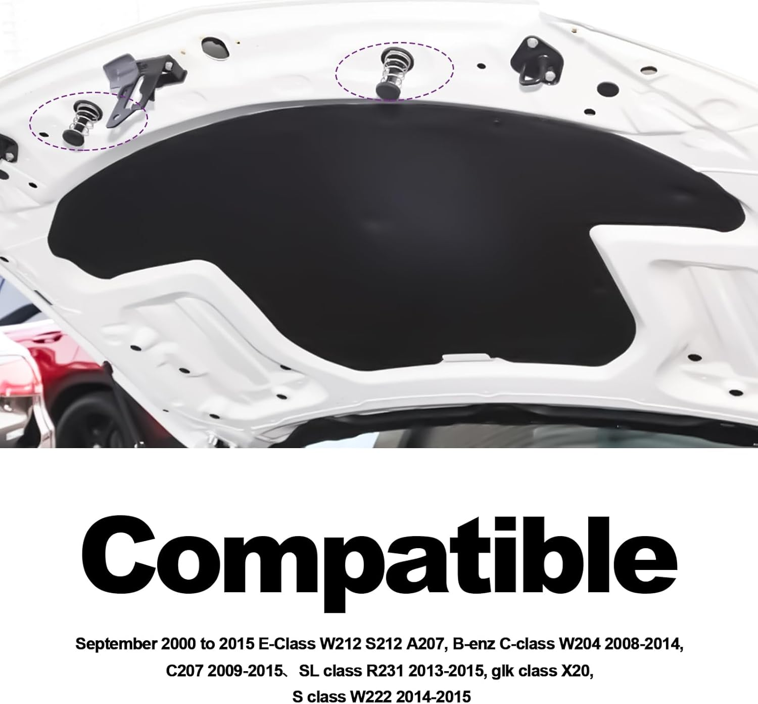 Syudwen A2048800227 Hood Catch Spring Safety Engine Hood Spring, Engine Cover Safety Clip Buffer Compatible with Mercedes Benz X204 W204 C300 W212 C350 2 Pack Black image number 4