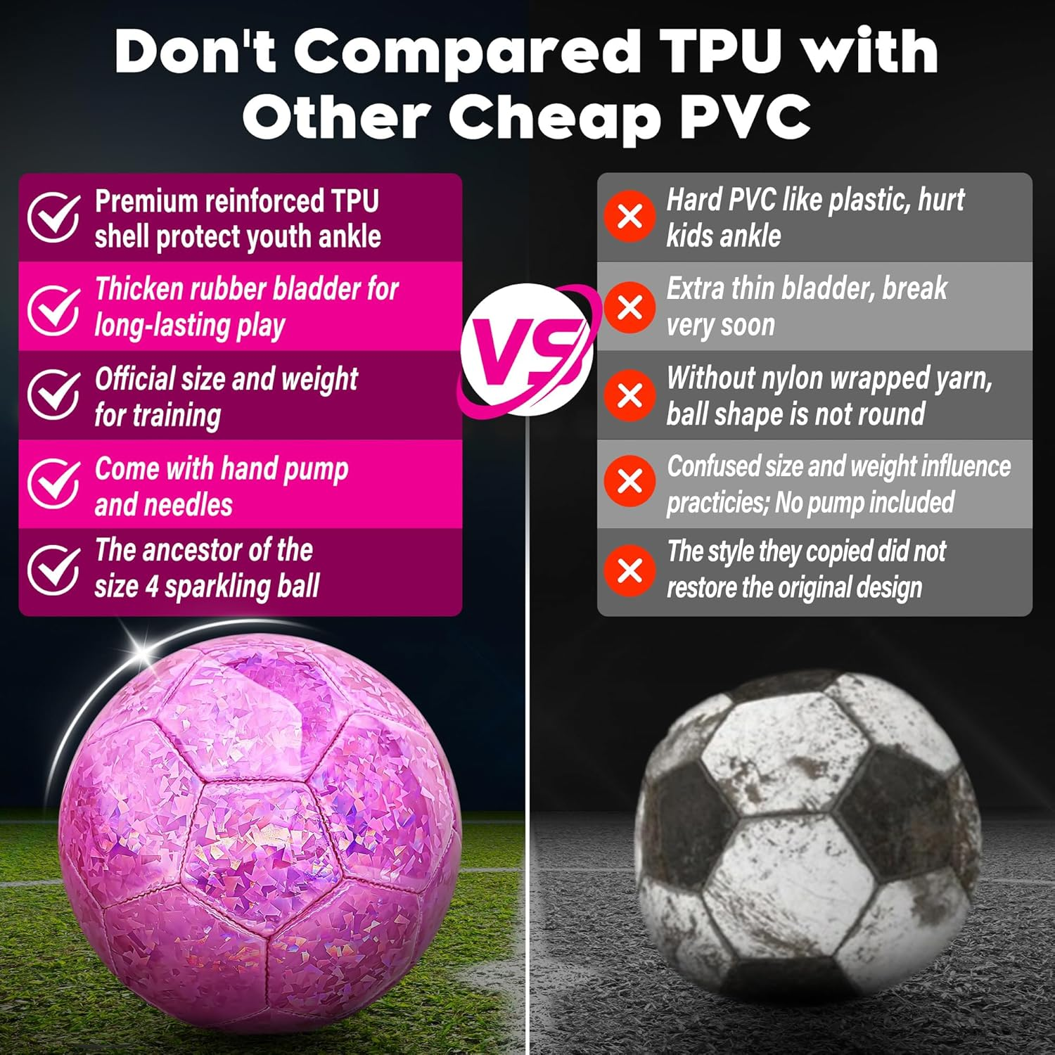 Champhox Kids Soccer Ball with Pump, Children Sports Ball Cartoon Design Toddlers Recreative Indoor Outdoor Ball for Kids, Toddlers, Girls, Boys, Children, School image number 2