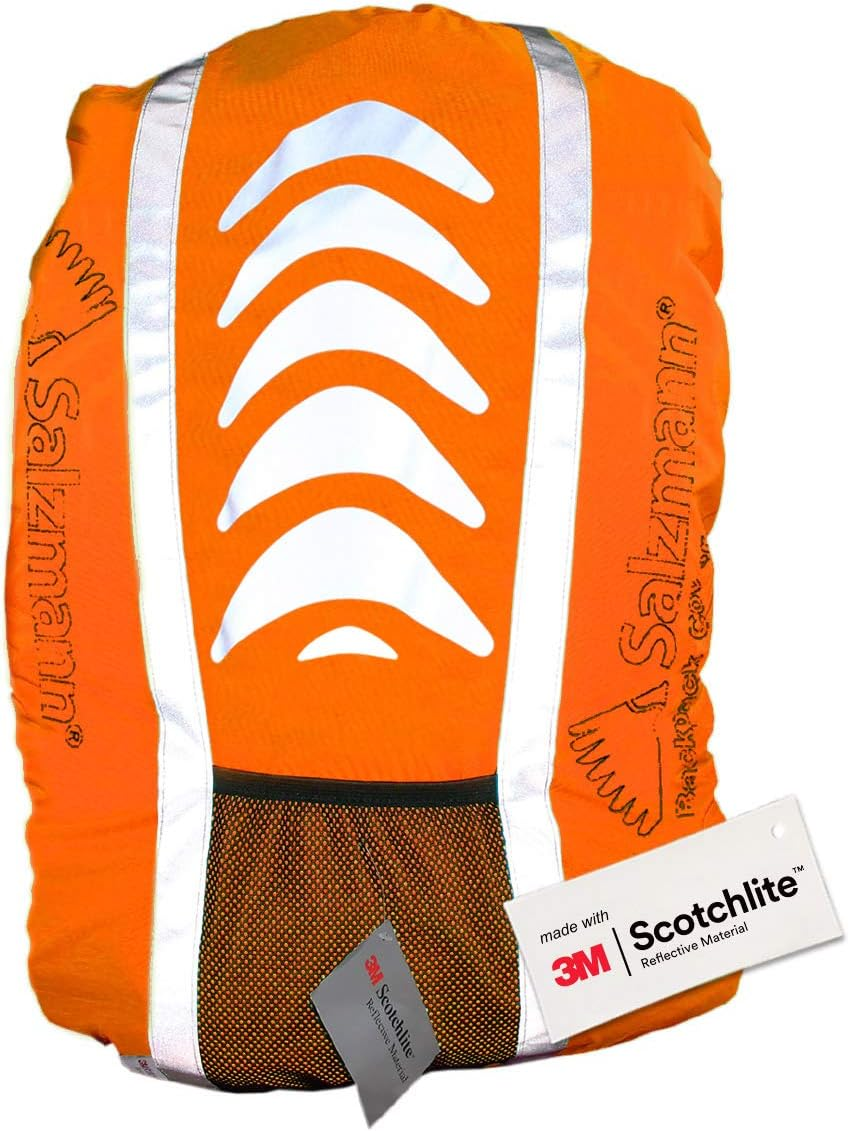 Salzmann Reflective and Waterproof Backpack Cover - Made with 3M Scotchlite - High Visibility Raincover for Rucksacks image number 4