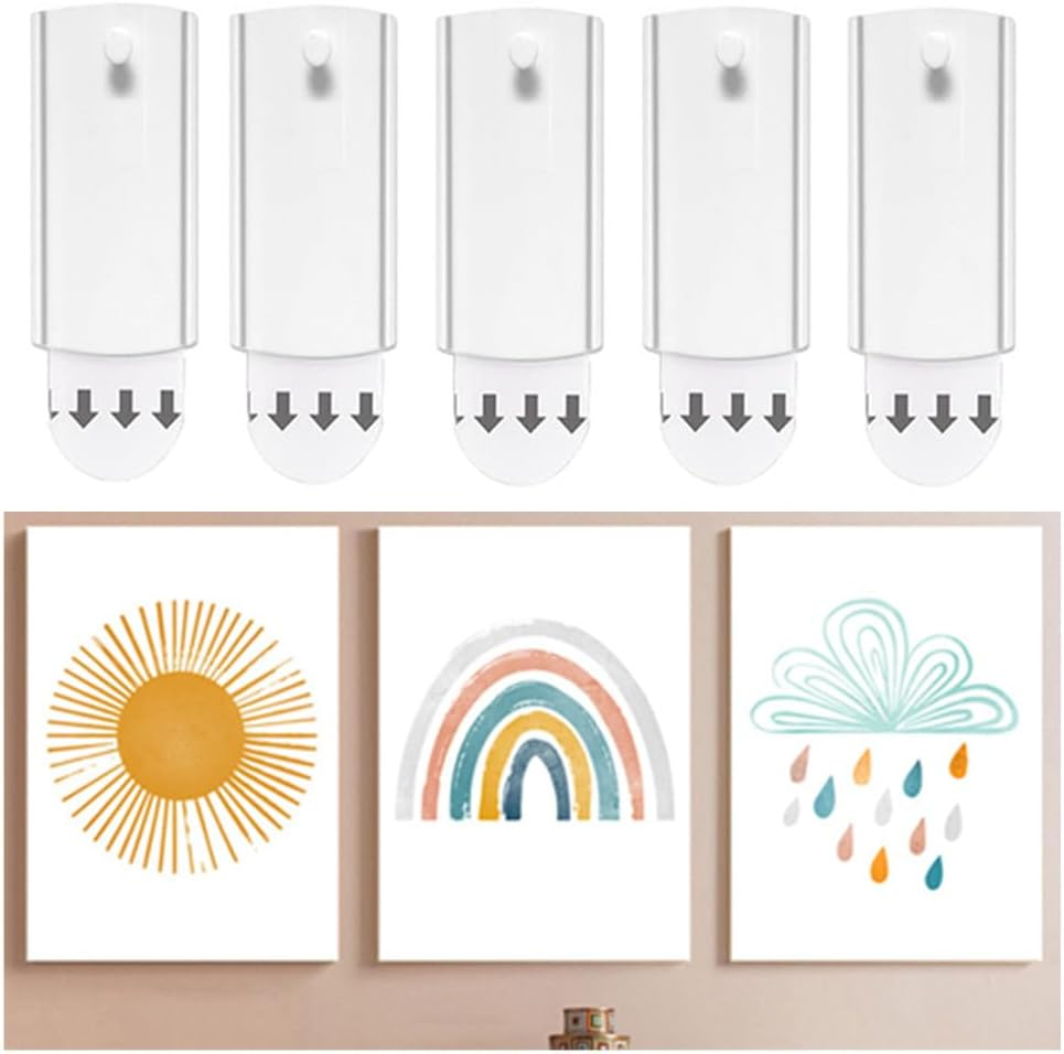 10 Pcs Large Universal Frame Hanger, Wanfoou Picture Hangers, Invisible Adhesive Picture Hanger , Damage Free Picture Hanging Hooks, Durable, No Nails image number 3