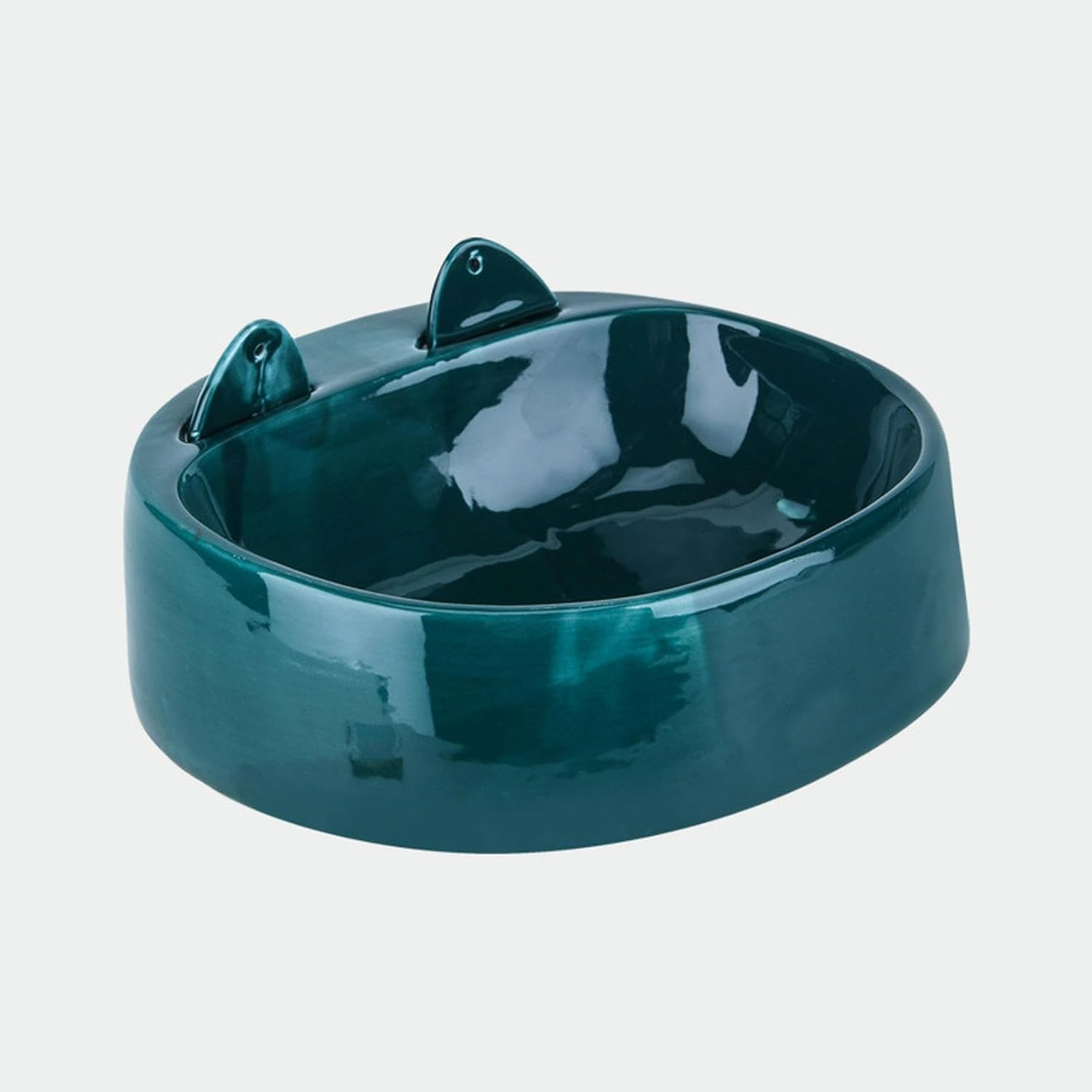 Cat Supplies Cat'S Ears with Fork Spoon Dog Drinking Rice Bowl Pet Cat Bowl No-Spill Non-Slip Pet Water Bowl-Green image number 5