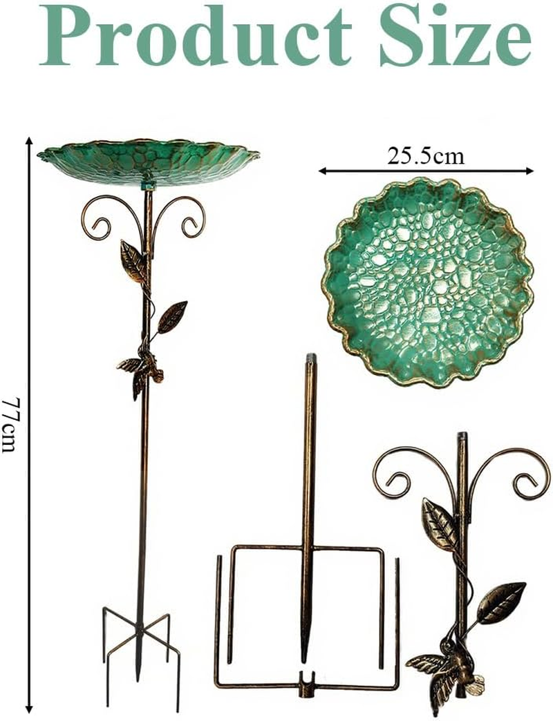 Outdoor Garden Bird Bath,Bird Feeding Basin,Standing Garden Decoration,Metal Avian Feeder Bowl,Detachable Birdie Feeder for Yard Lawn Decor image number 6