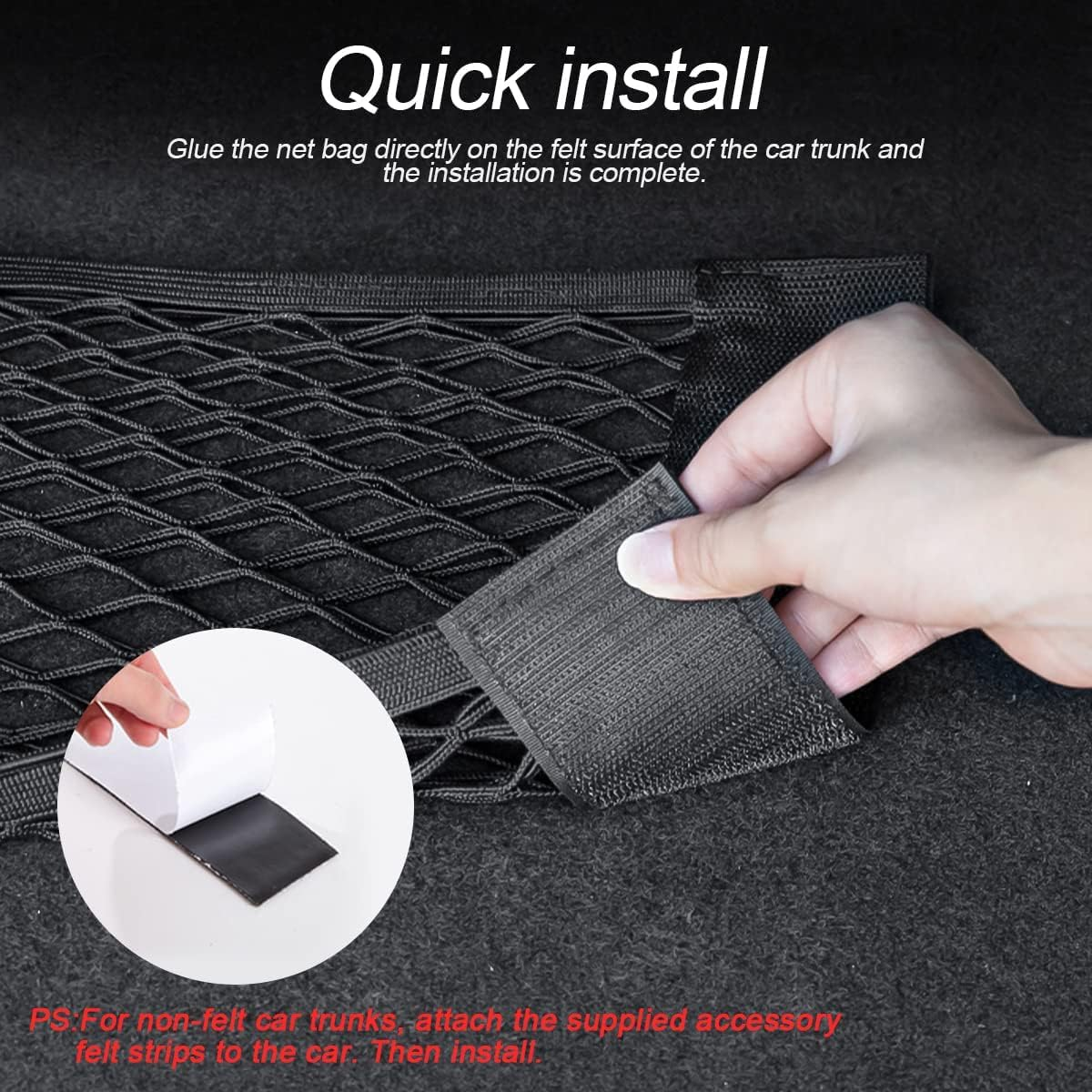 Mesh Cargo Net for Car, Universal Stretchable Trunk Storage Net Wall Sticker Organizer Elastic Pouch Bag for Cars, SUV, Home, Auto Interior Accessories (Large) image number 4