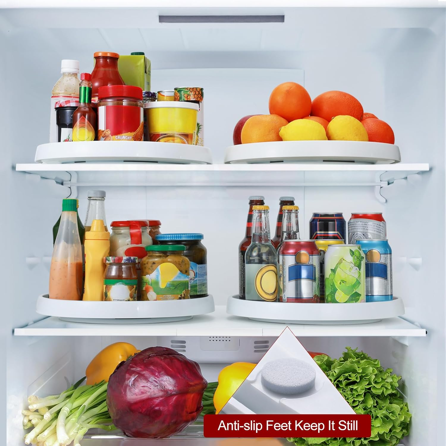 [ 4 Pack ] 12 Inch Non-Skid Turntable Lazy Susan Organizers - Spinning Rack for Cabinet, Pantry Organization and Storage, Kitchen, Fridge, Vanity, Countertop, under Sink Organizing, Spice Spinner image number 3