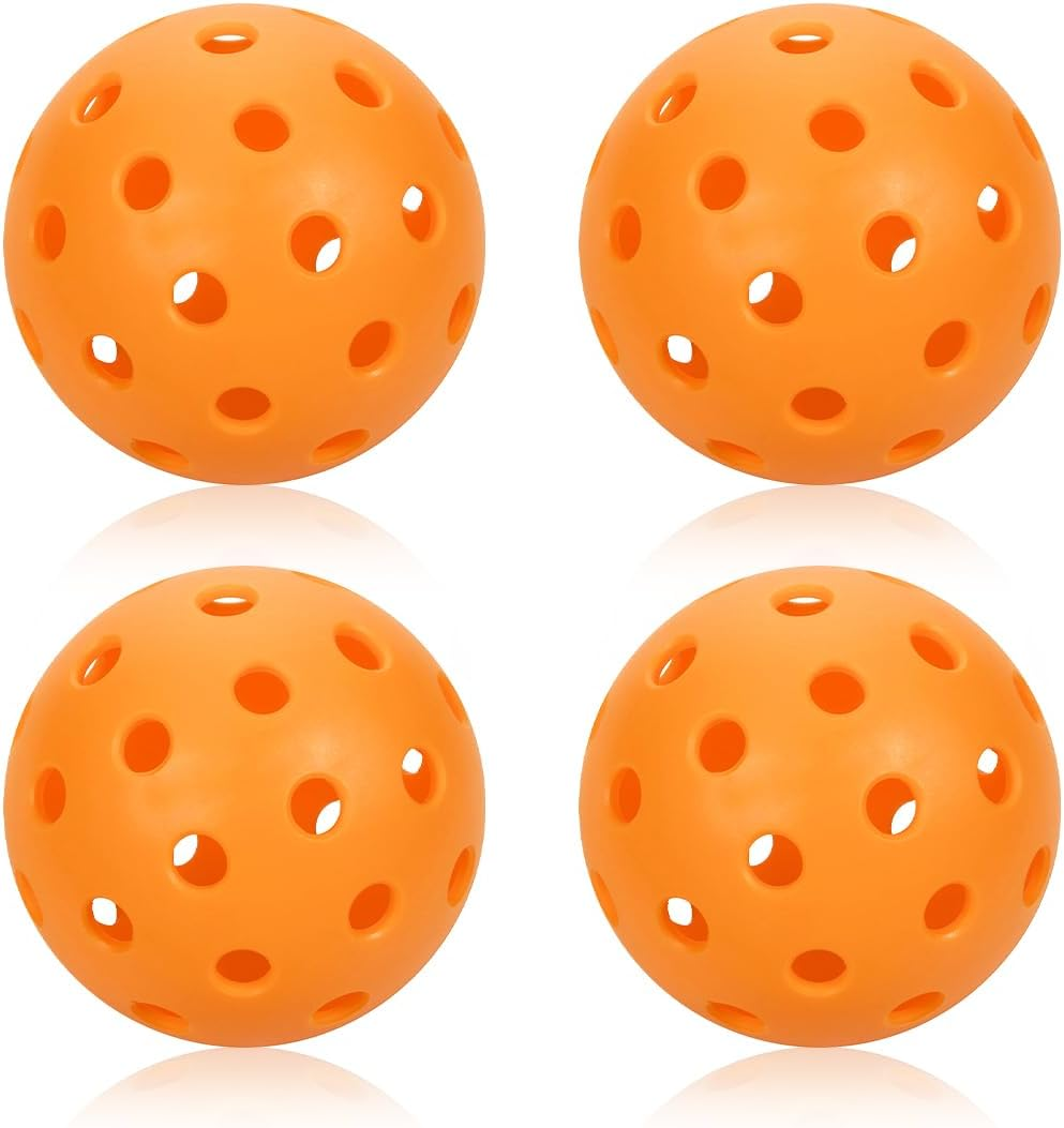 Pickleball Balls, 4 PCS Orange Plastic 40 Holes Practice Hollow Ball for Indoor, Outdoor (74Mm/2.91In) image number 3