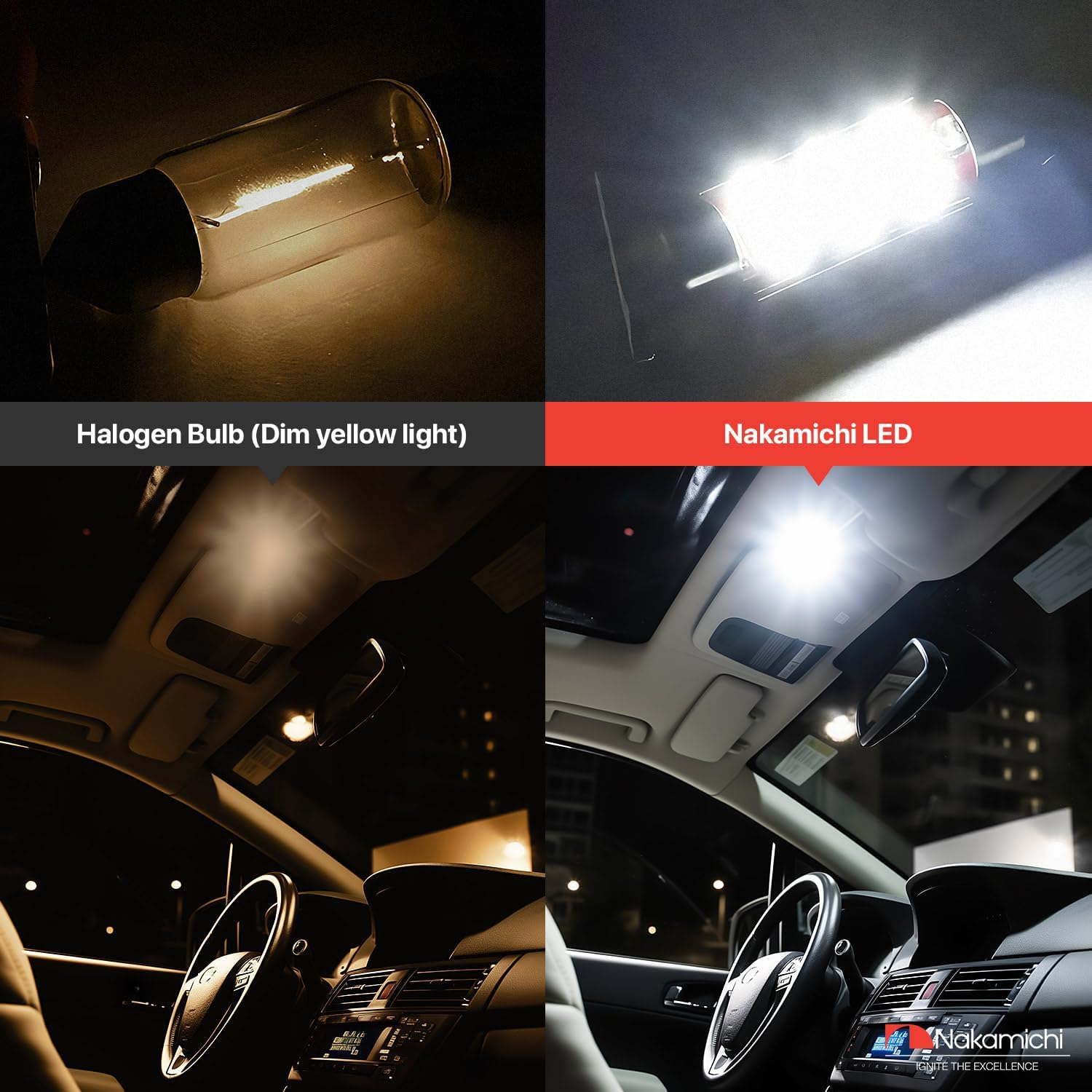 Nakamichi LED Bulb 578 C5W Festoon LED Bulbs CANBUS Error Free 12-SMD 2016 Chipsets 6000K White Replacement for Car Interior Map Dome Courtesy License Plate Lights (Pack of 2) (White Colour, 31Mm) image number 2