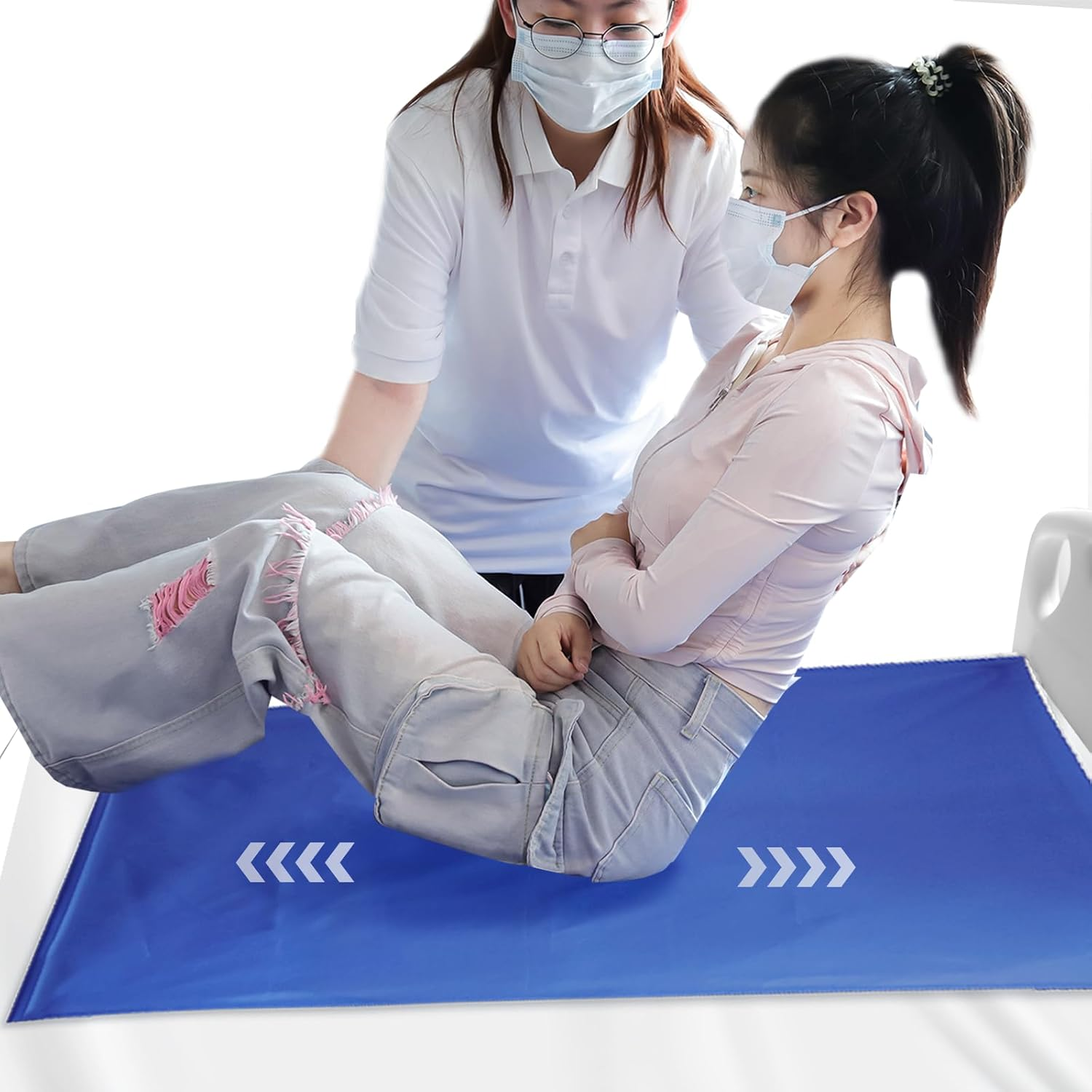 ENLUNTRA Tubular Slide Sheet for Patient Transfer, Sliding Sheet to Assist Moving Elderly, Draw Sheet for Cars, Vehicles, Wheelchairs and Bed Transfers for Turning, Repositioning, Sliding, Blue, 1Psc, 138X76Cm