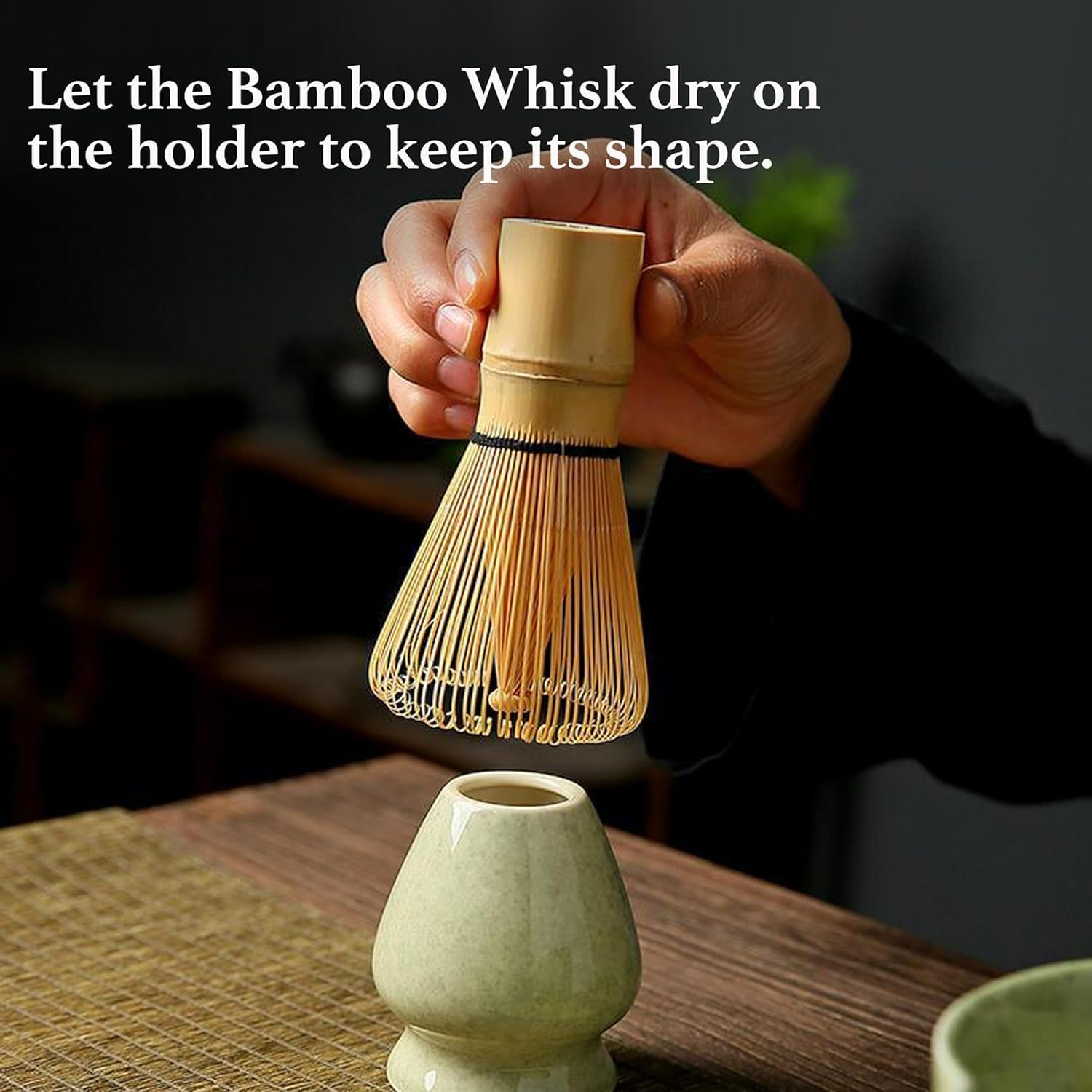 Matcha Whisk Set, XIULIUU 7 Pcs Japanese Matcha Kit, Bowl (Chawan) with Spout, Bamboo Whisk (Chasen) & Holder, Scoop (Chashaku), Sifter, Tea Towel Perfect for Matcha Lovers & Tea Ceremony image number 4